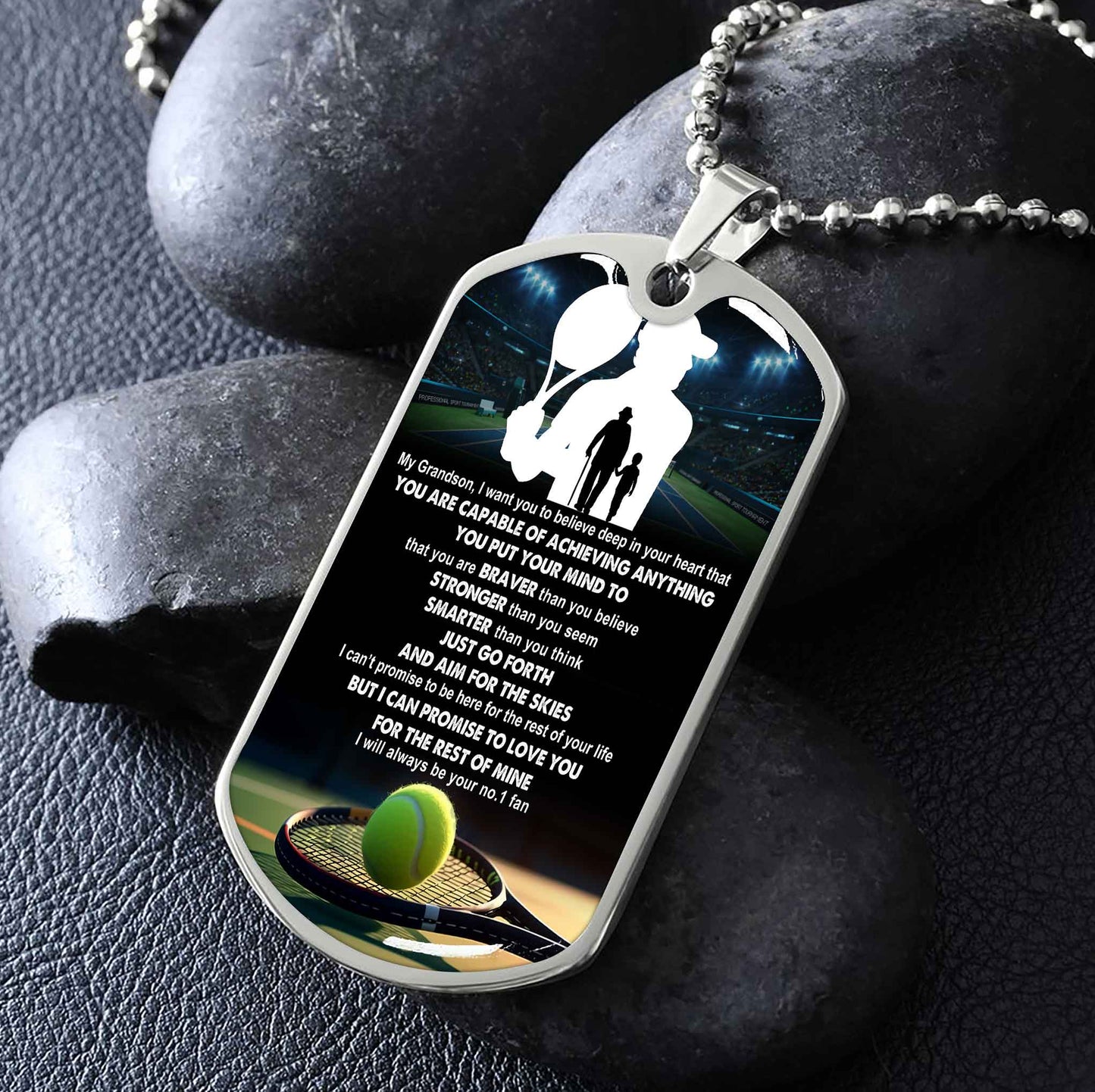 Sport Military Chain 18K Gold Plated Silver Plated To My Grandson From Grandpa Motivation Message I Will Always Be Your No 1 Fan