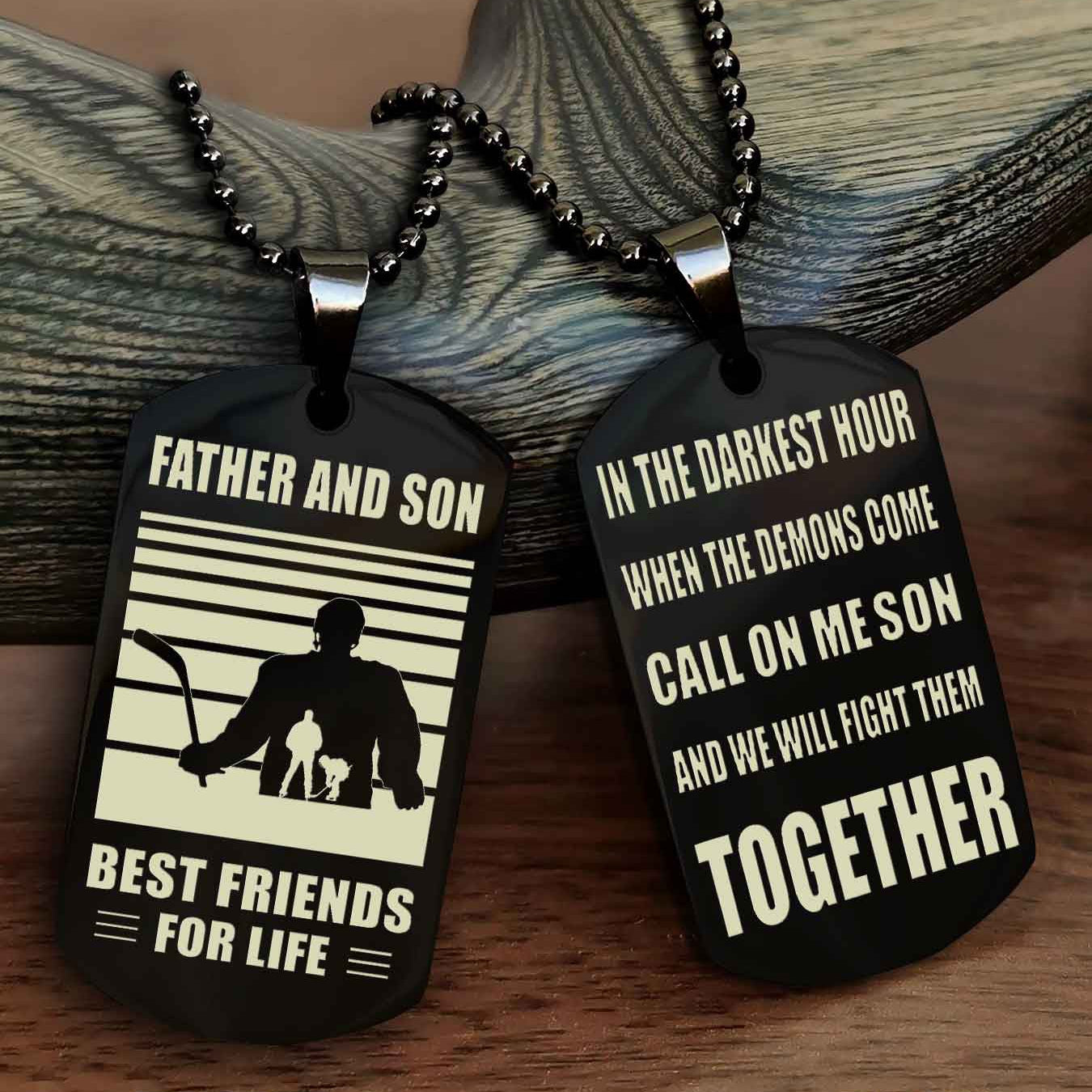 Sport Personalized Double Sided Dog Tag Father And Son Best Friend For Life - Call On Me Son
