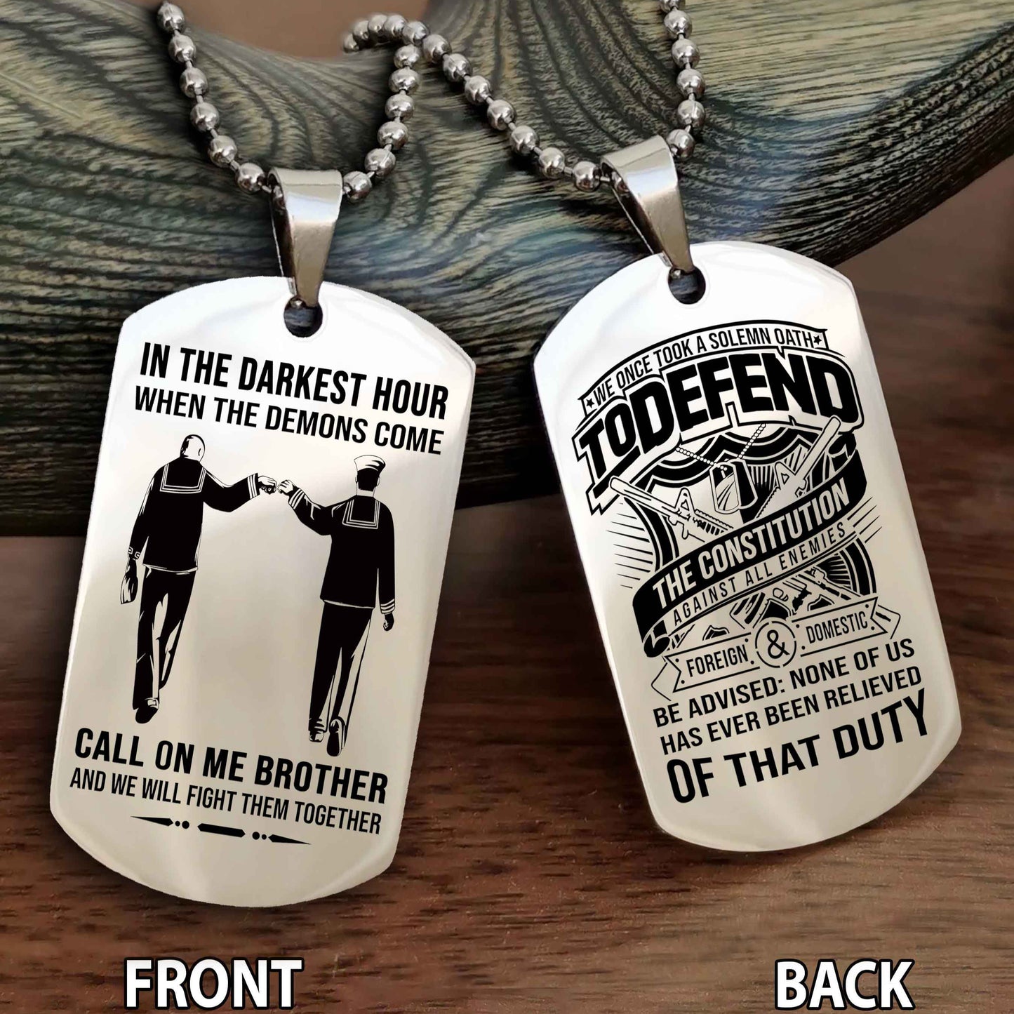 Soldier Personalized Double Sided Dog Tag For Brother