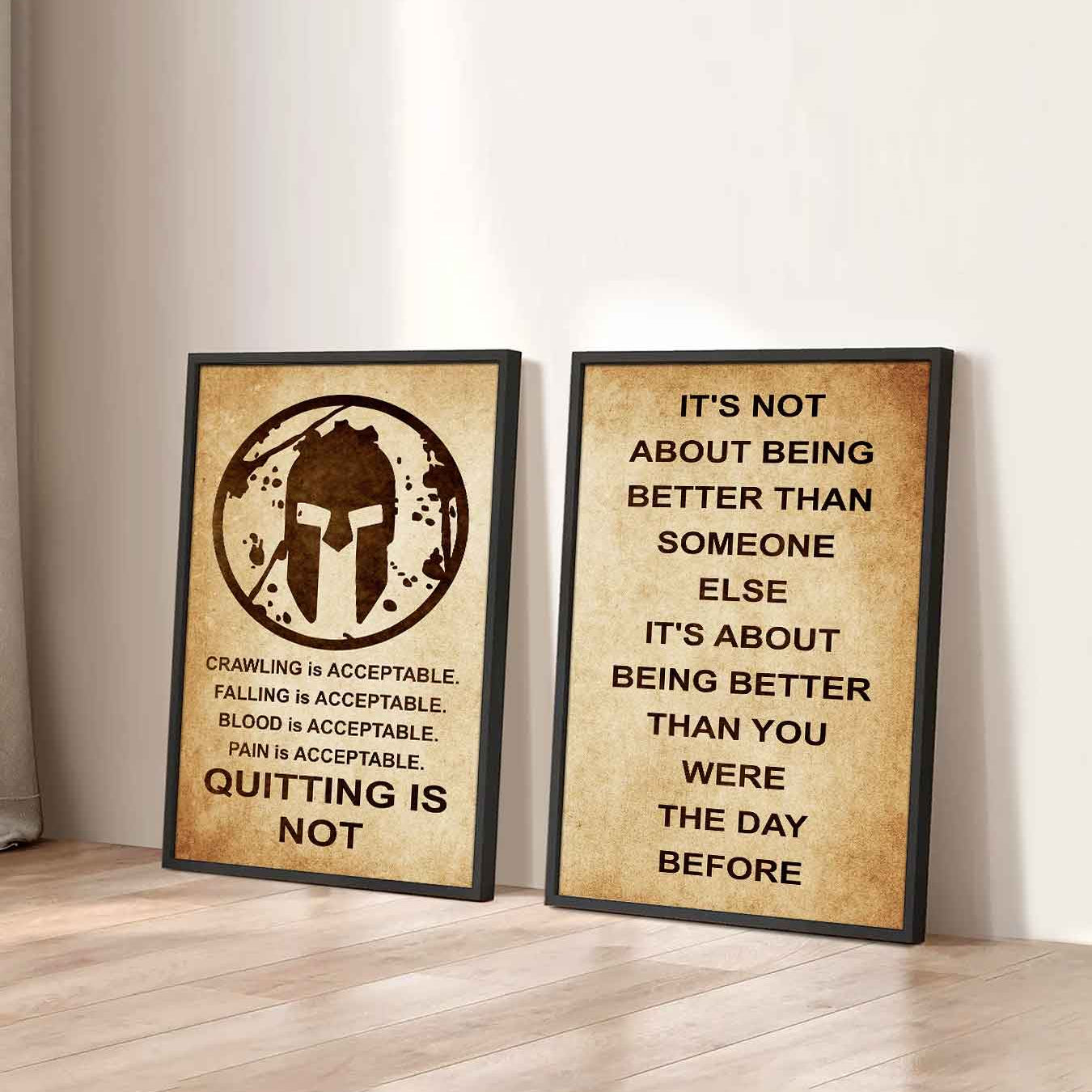Combo 2 DRB Poster Canvas Quitting Is Not - It's Not About Being Better Than Someone Else It's About Being Better Than You Were The Day Before