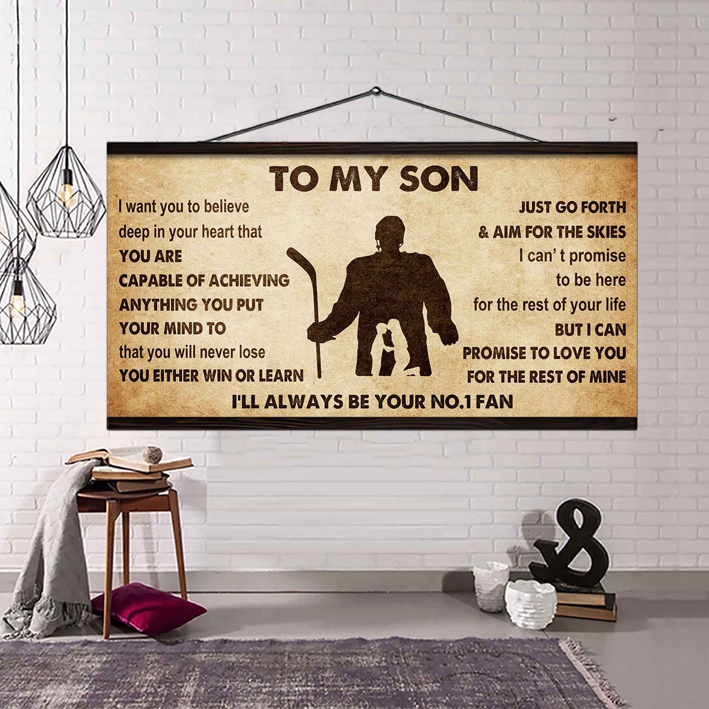 Personalized Sport Poster Canvas I'll Be Your No 1 Fan Mom To Son - You Will Never Losse You Either Win Or Learn