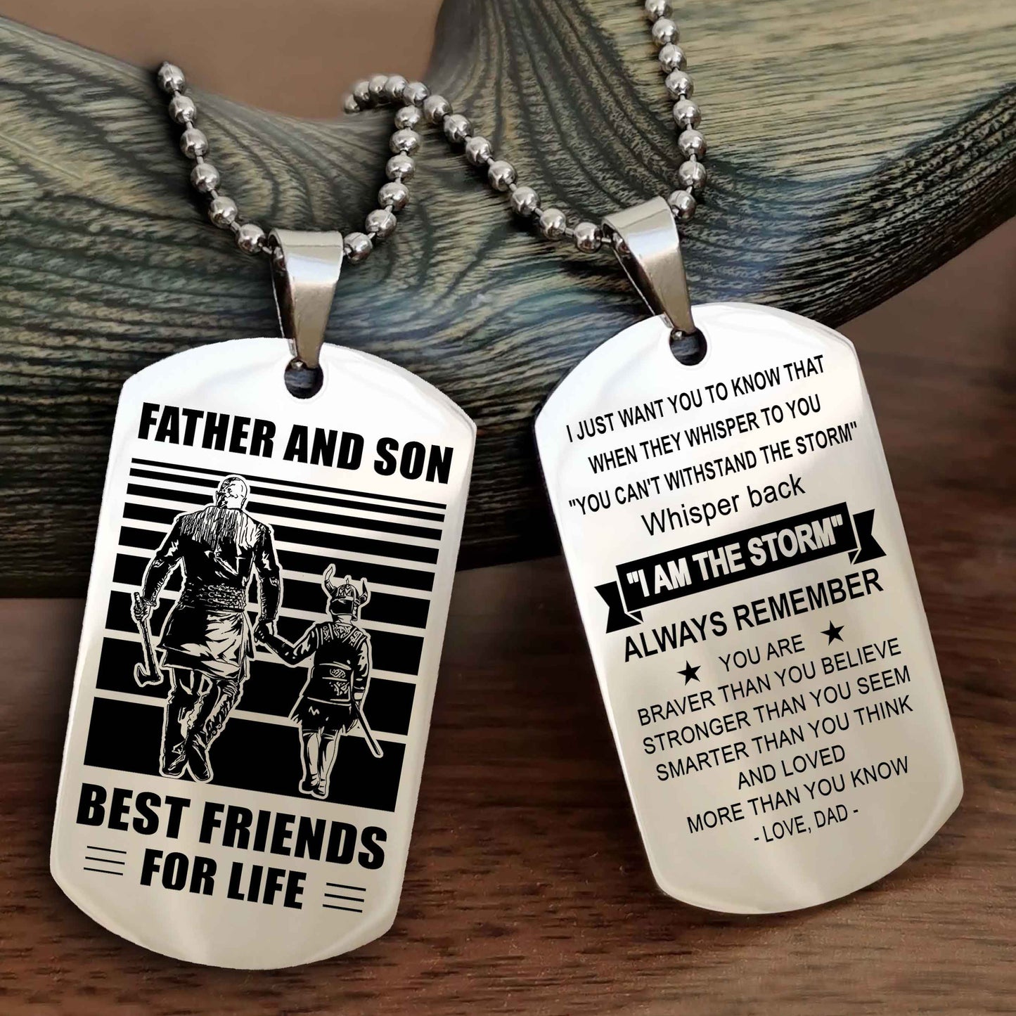Teenager Viking Double Side Dog Tag Father And Son Best Friends For Life From Dad To Son With Message On The Back Gift For Your Son