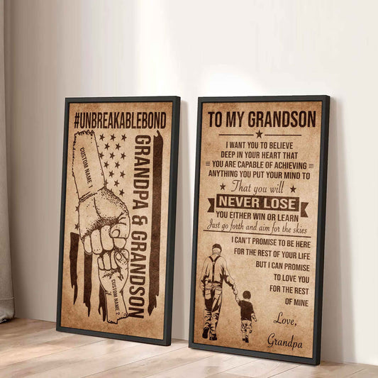 Unbreakable Bond Canvas Set Grandpa And Grandson Your Will Never Lose You Either Win Or Learn Gift For Your Grandson