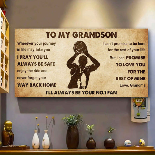 Personalized Sport Poster Canvas I'll Be Your No 1 Fan Grandma To Grandson - Never Forget Your Way Back Home
