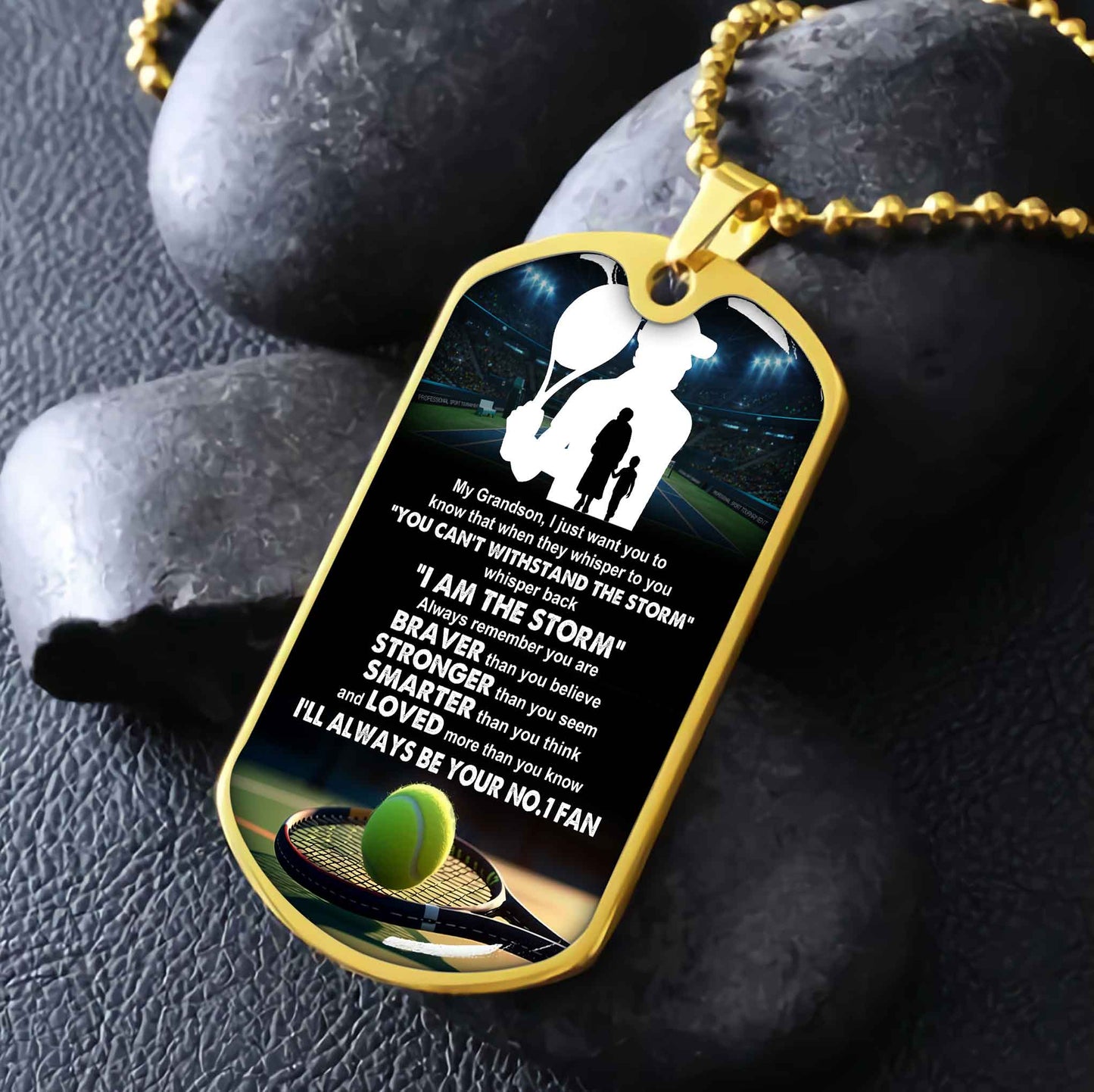 Sport Military Chain 18K Gold Plated Silver Plated To My Grandson From Grandma Motivation Message I Will Always Be Your No 1 Fan