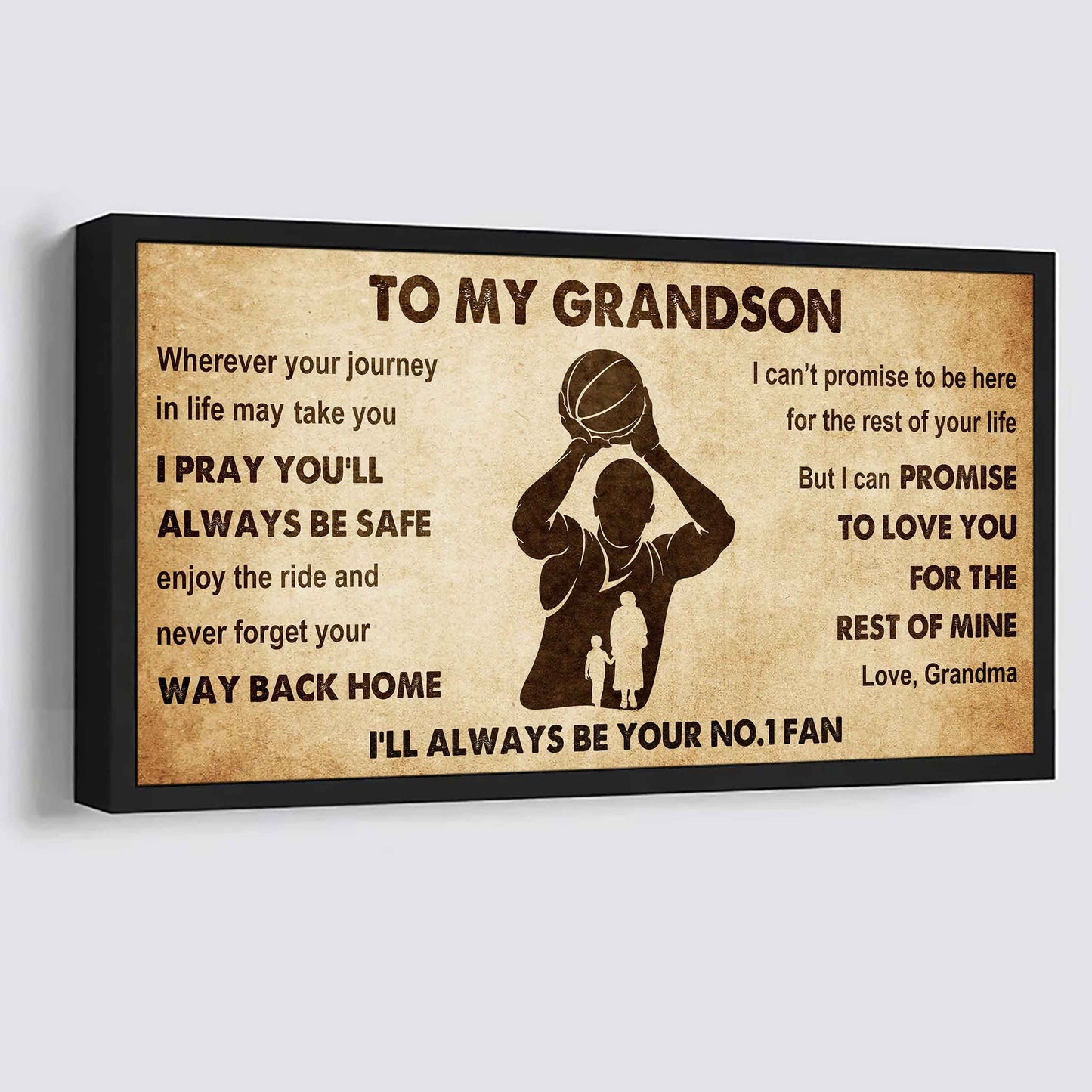 Personalized Sport Baseball Poster Canvas I'll Be Your No 1 Fan Grandma To Grandson - Never Forget Your Way Back Home