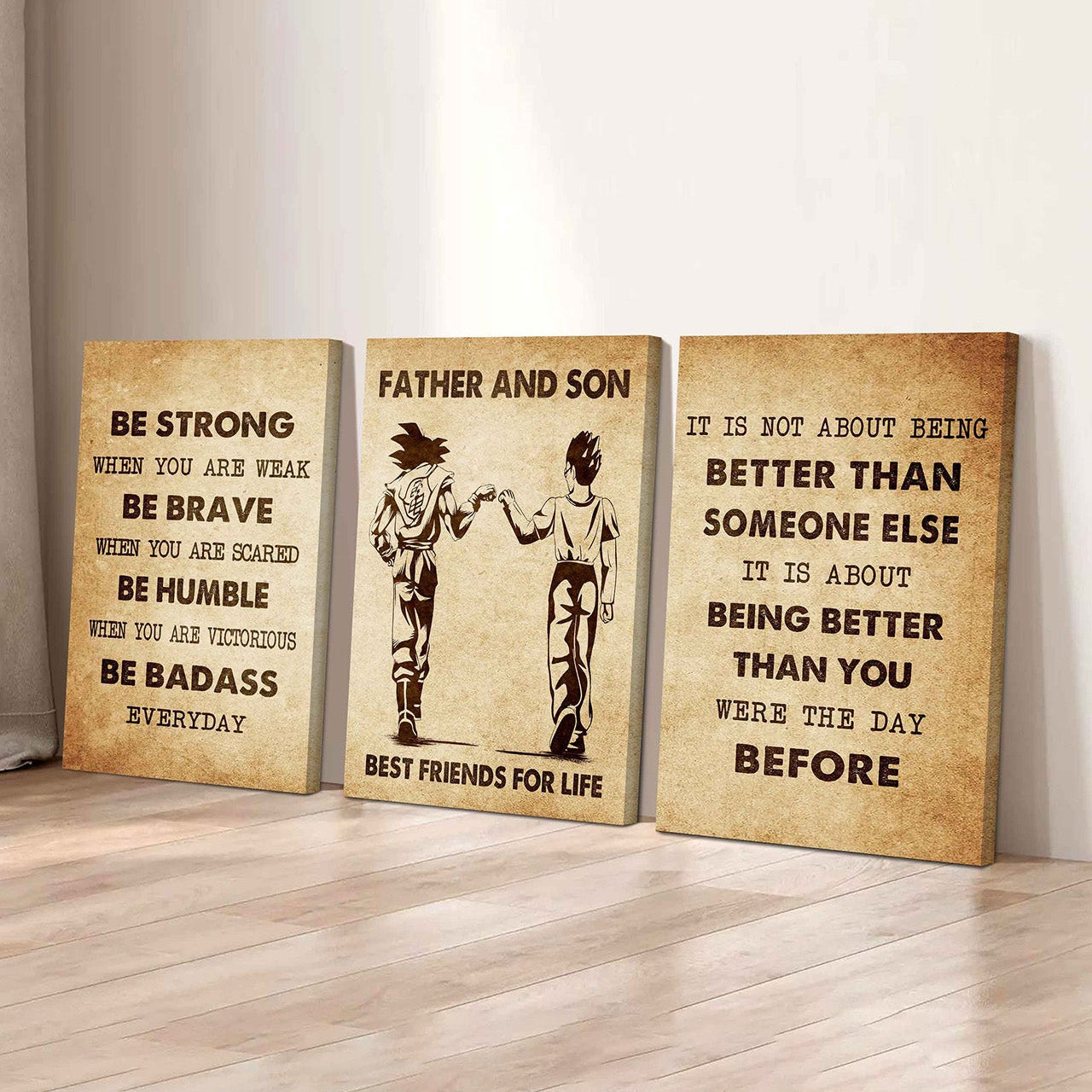 Combo 3 DRB Poster Canvas Be Strong When You Are Weak - It's Not About Being Better Than Someone Else It's About Being Better Than You Were The Day Before
