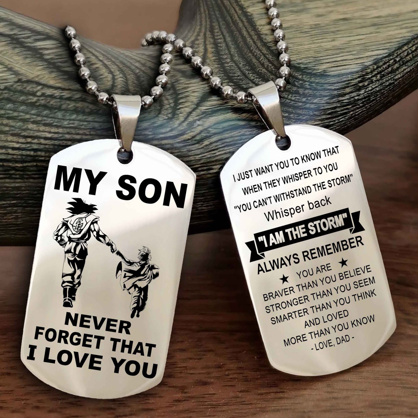 DRB Double Sided Dog Tag To My Son Never Forget That I Love You New Version - Whisper Back I'm The Storm