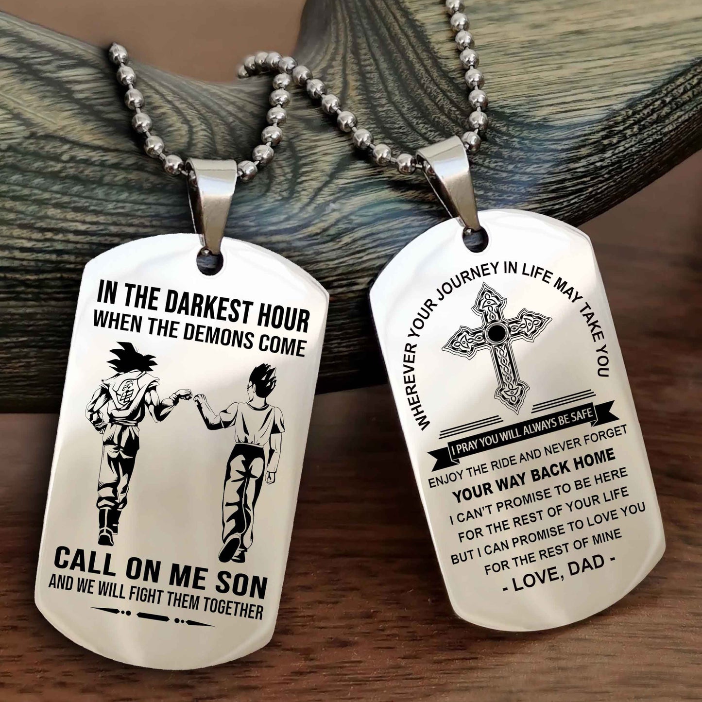 DRB Double Sided Cross Dog Tag Call On Me Son - Gift For Son From Dad Your Way Back Home