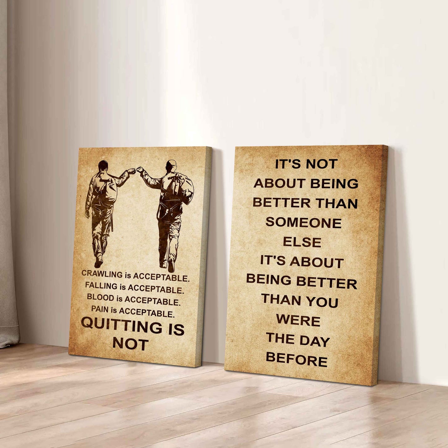 Combo 2 DRB Poster Canvas Quitting Is Not - It's Not About Being Better Than Someone Else It's About Being Better Than You Were The Day Before