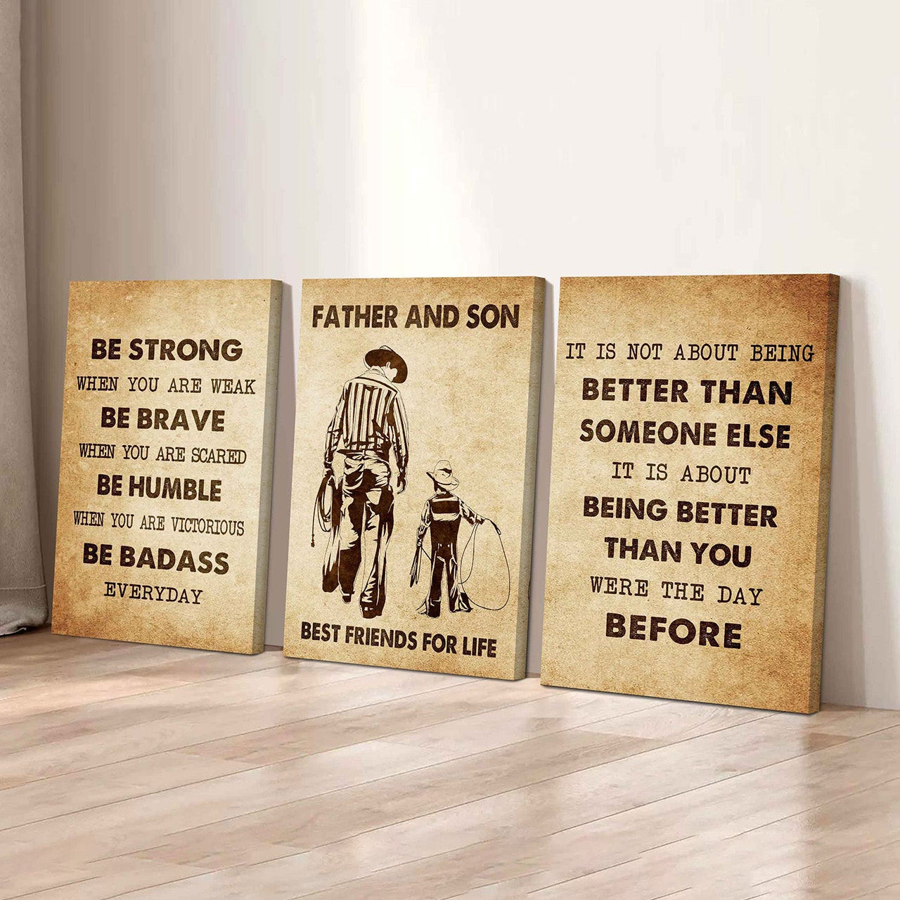 Combo 3 DRB Poster Canvas Be Strong When You Are Weak - It's Not About Being Better Than Someone Else It's About Being Better Than You Were The Day Before