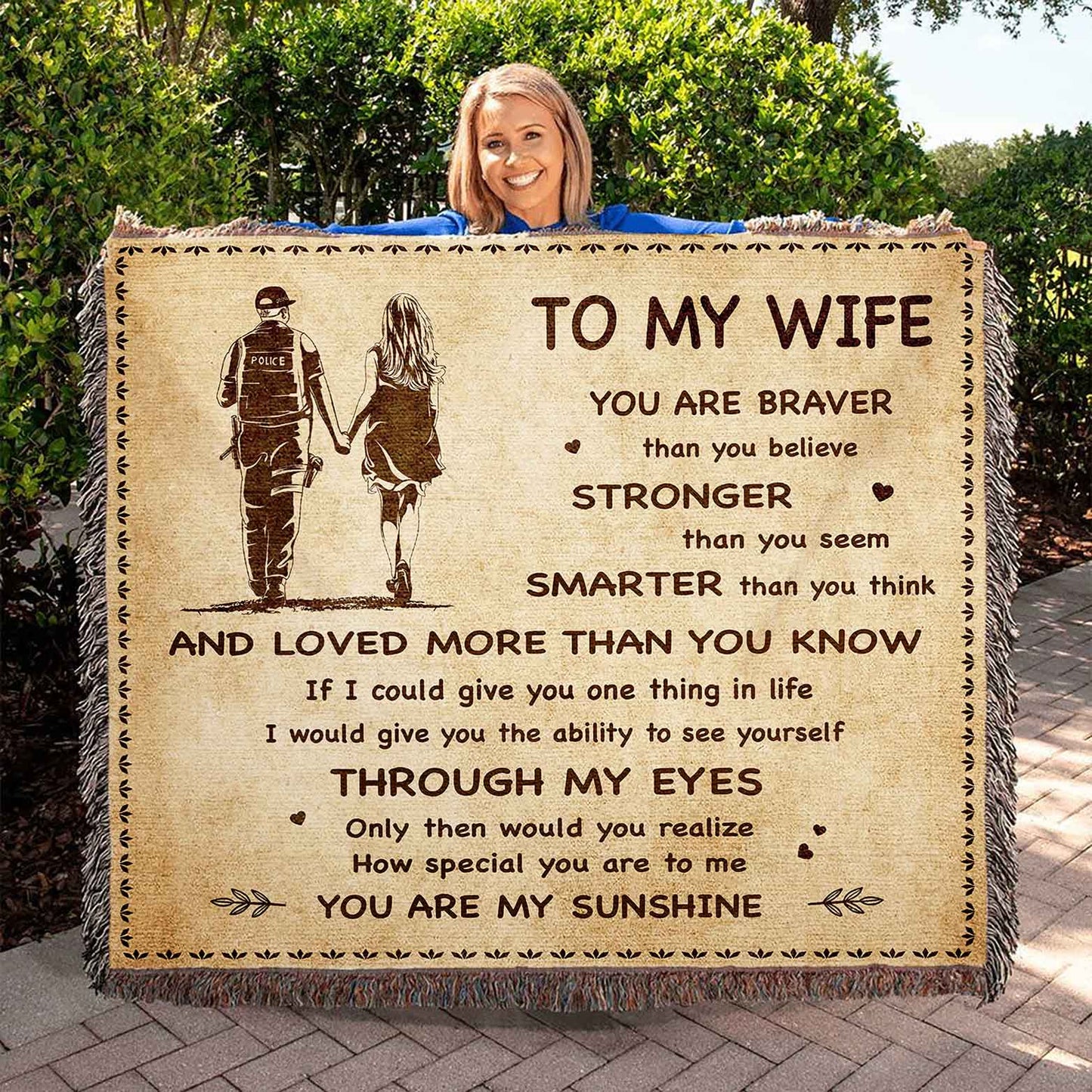 To My Wife Woven Blanket You Are Braver Than You Believe You Are My Sunshine Gift For Your Wife
