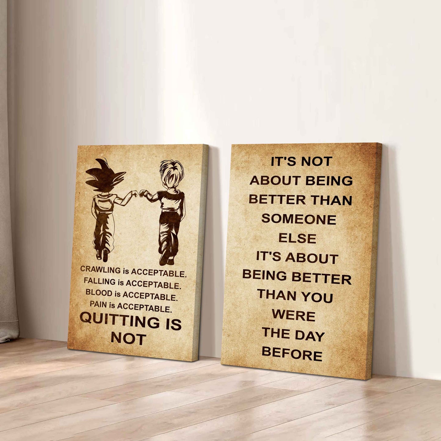 Combo 2 DRB Poster Canvas Quitting Is Not - It's Not About Being Better Than Someone Else It's About Being Better Than You Were The Day Before