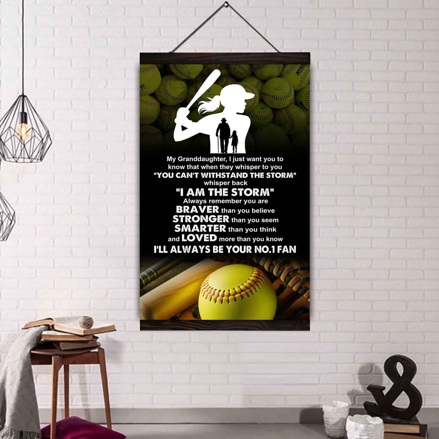 Baketball Poster Canvas Grandpa To Granddaughter - Whisper Back I Am The Storm I Will Always Your No 1 Fan