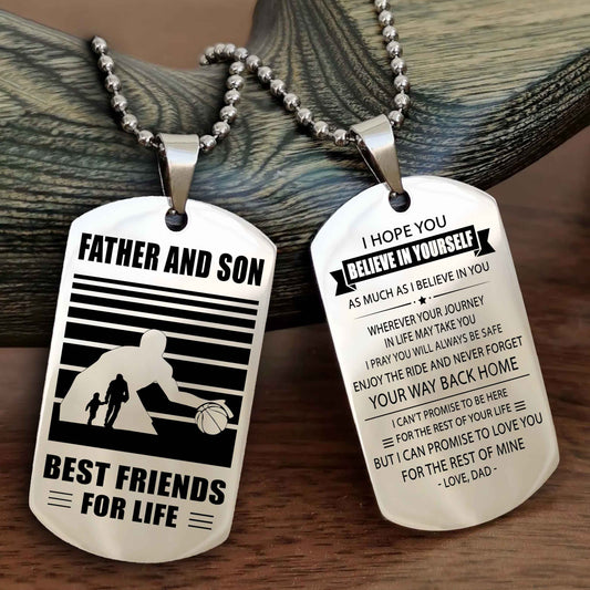 Sport Personalized Double Sided Dog Tag Father And Son Best Friend For Life - Never Forget Your Way Back Home
