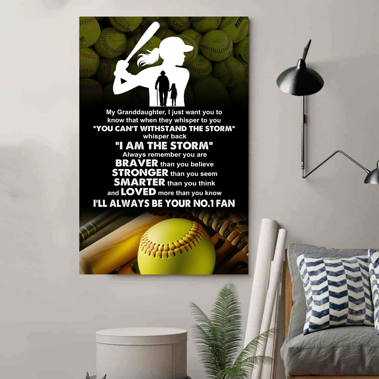 Baketball Poster Canvas Grandpa To Granddaughter - Whisper Back I Am The Storm I Will Always Your No 1 Fan
