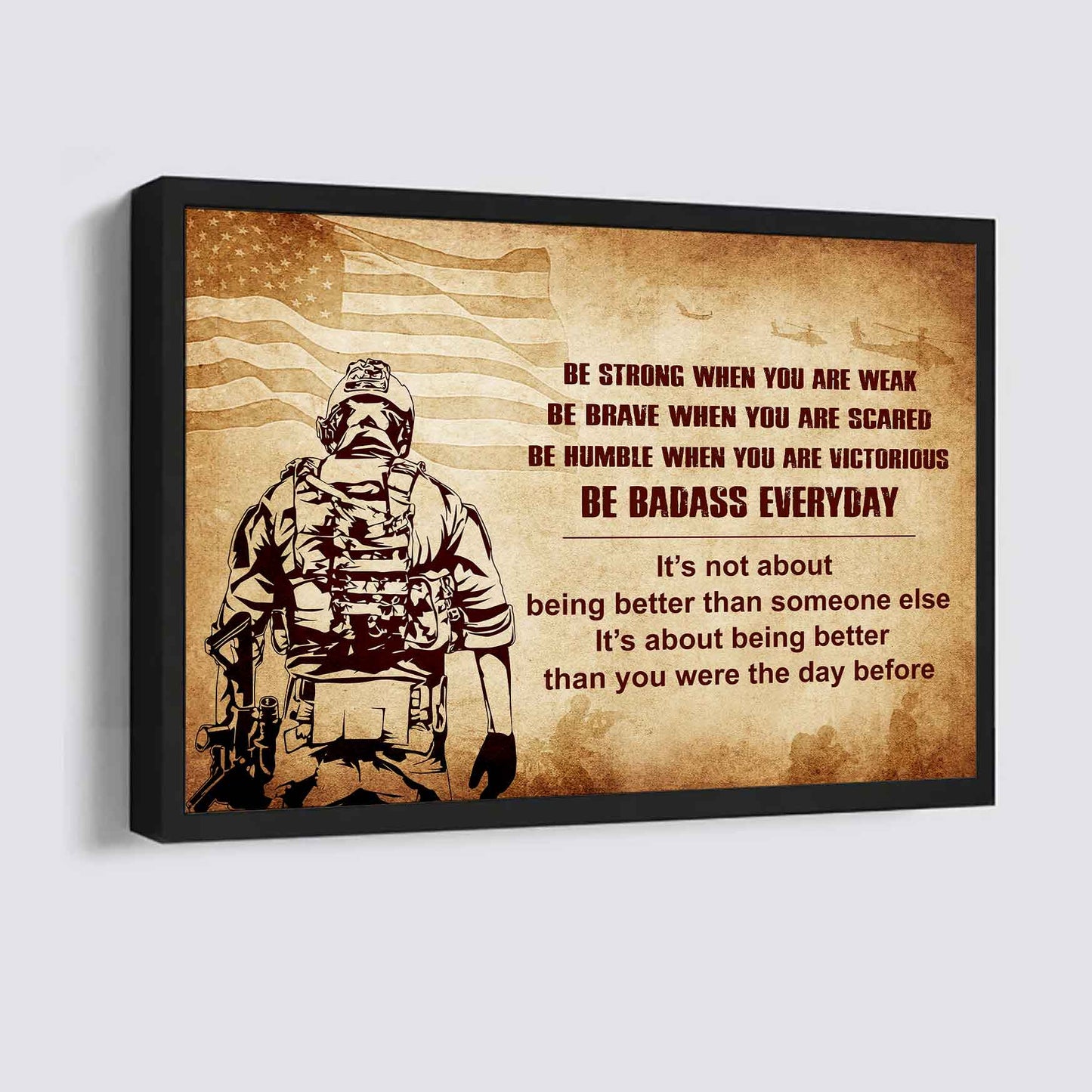 New Version Warrior Poster Canvas Be Strong When You Are Weak Be Badass Everyday From Dad To Son Gift For Your Son Motivational Quotes