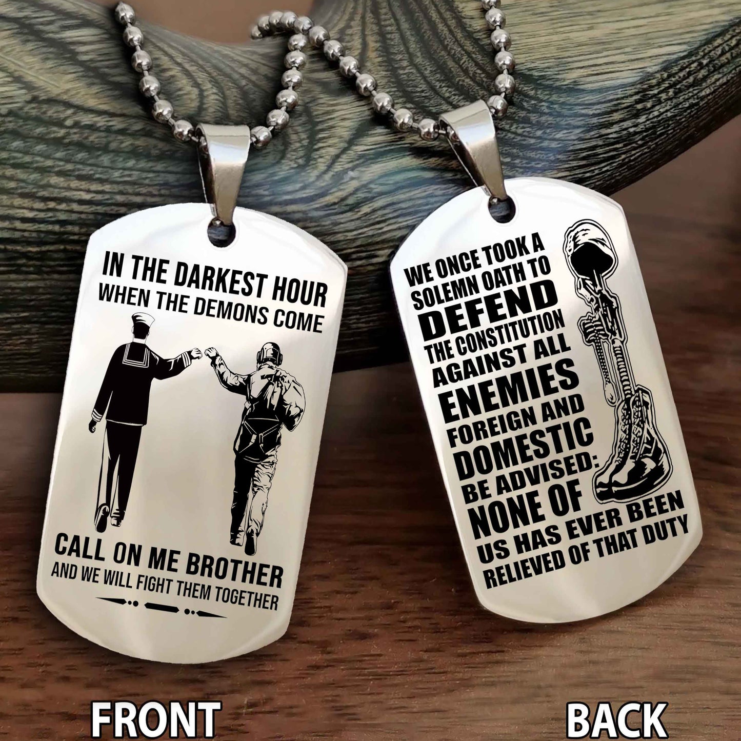 Soldier Personalized Double Sided Dog Tag For Brother