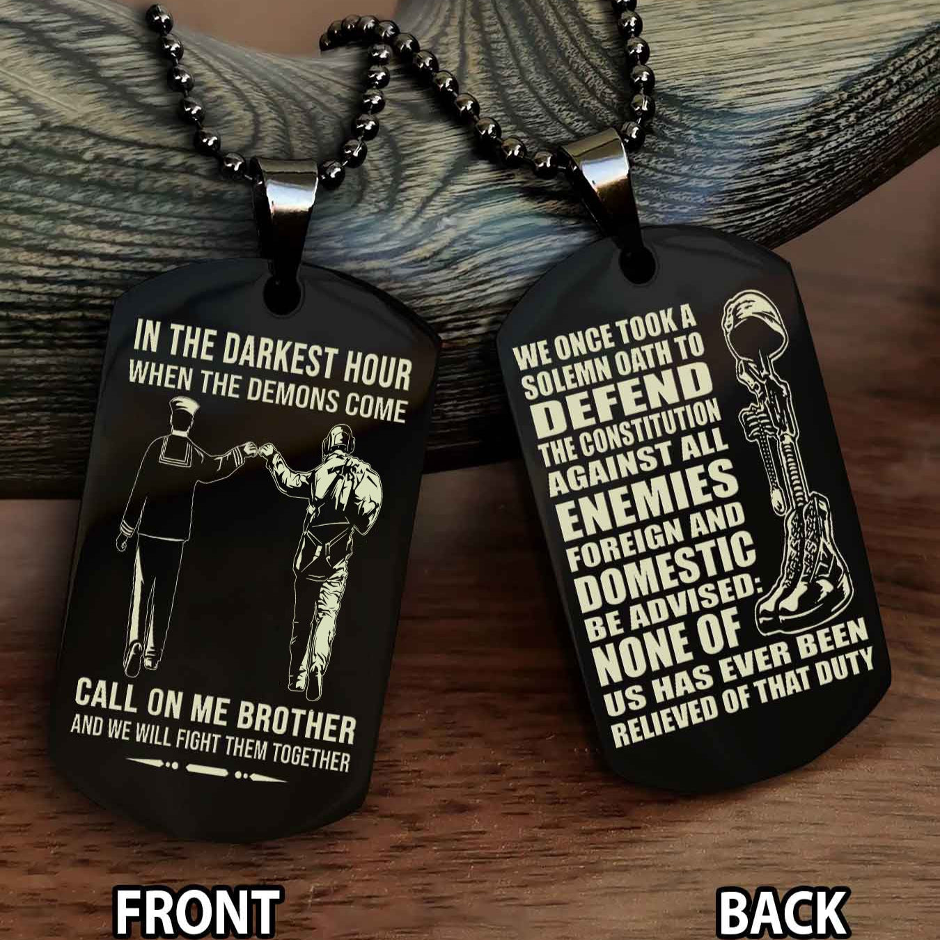 Soldier Personalized Double Sided Dog Tag For Brother