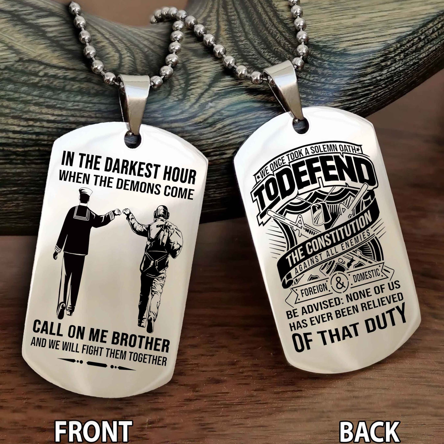 Soldier Personalized Double Sided Dog Tag For Brother