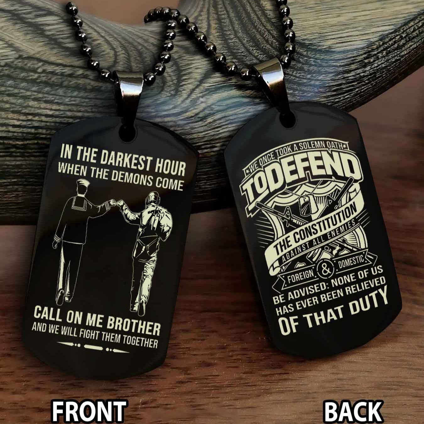 Soldier Personalized Double Sided Dog Tag For Brother