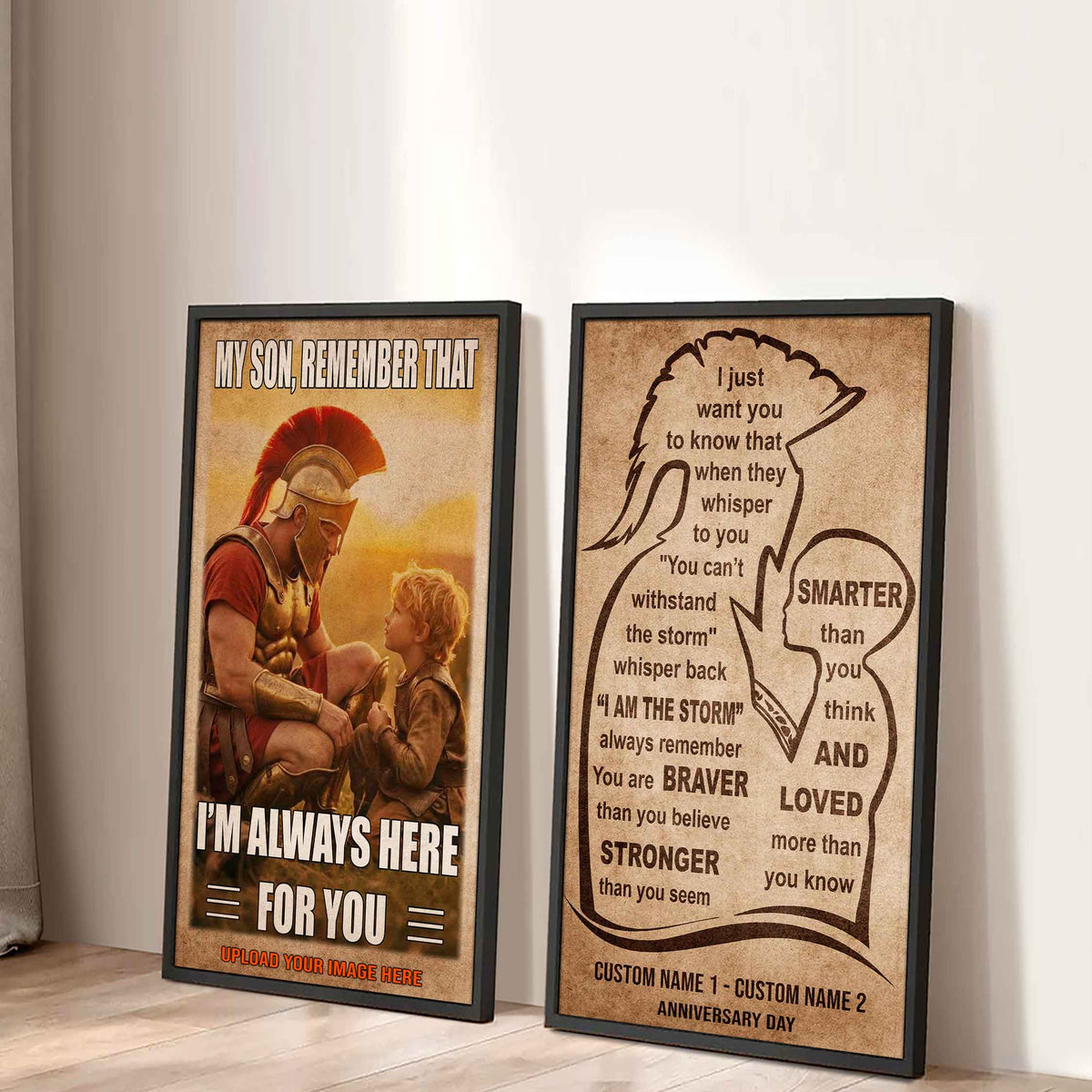 Spartan Canvas Set Father And Son Best Friend For Life - With Message Quotes