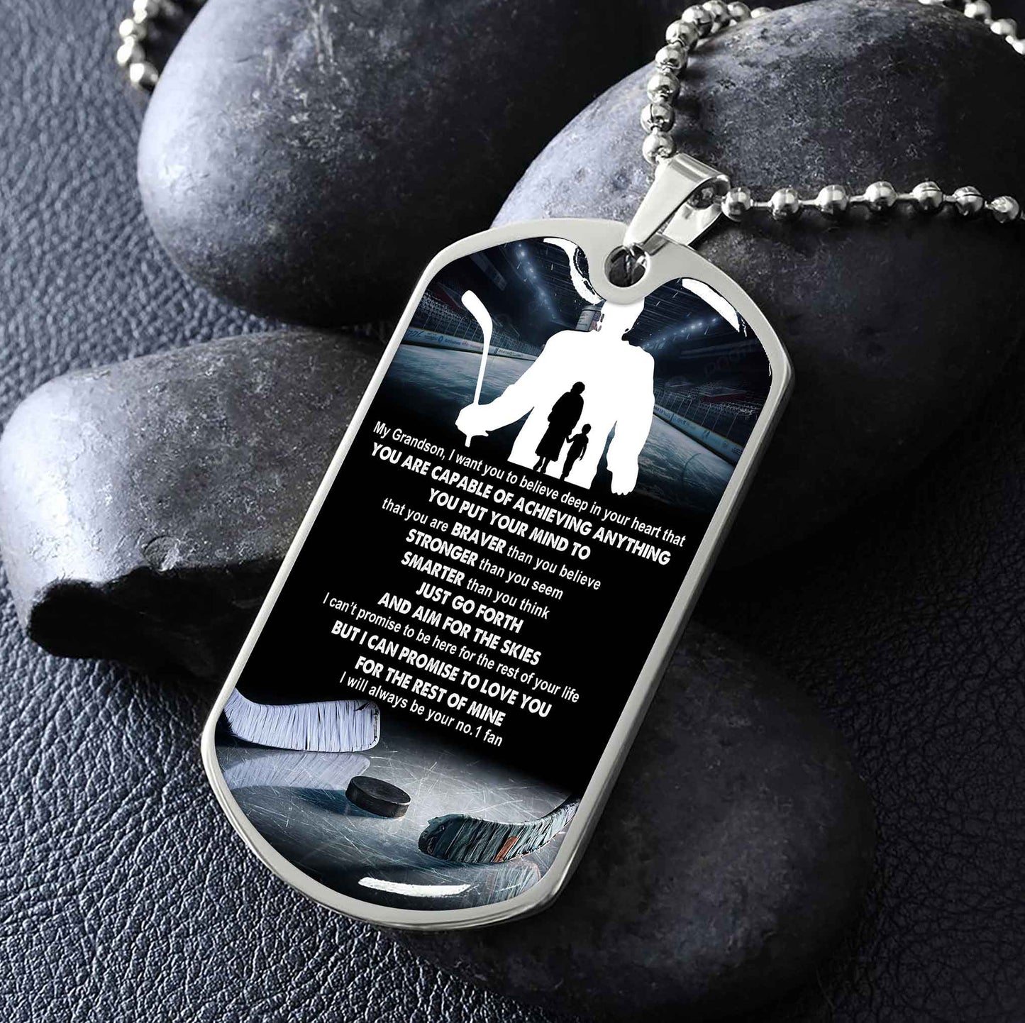 Sport Military Chain 18K Gold Plated Silver Plated To My Grandson From Grandma Motivation Message I Will Always Be Your No 1 Fan