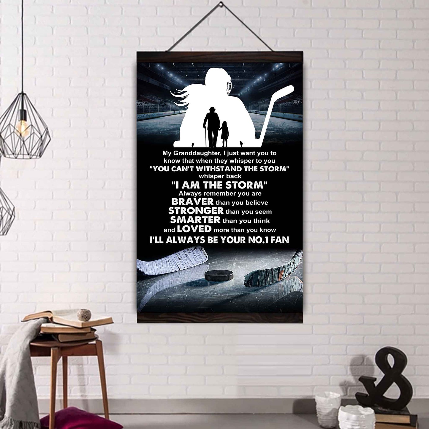 Baketball Poster Canvas Grandpa To Granddaughter - Whisper Back I Am The Storm I Will Always Your No 1 Fan