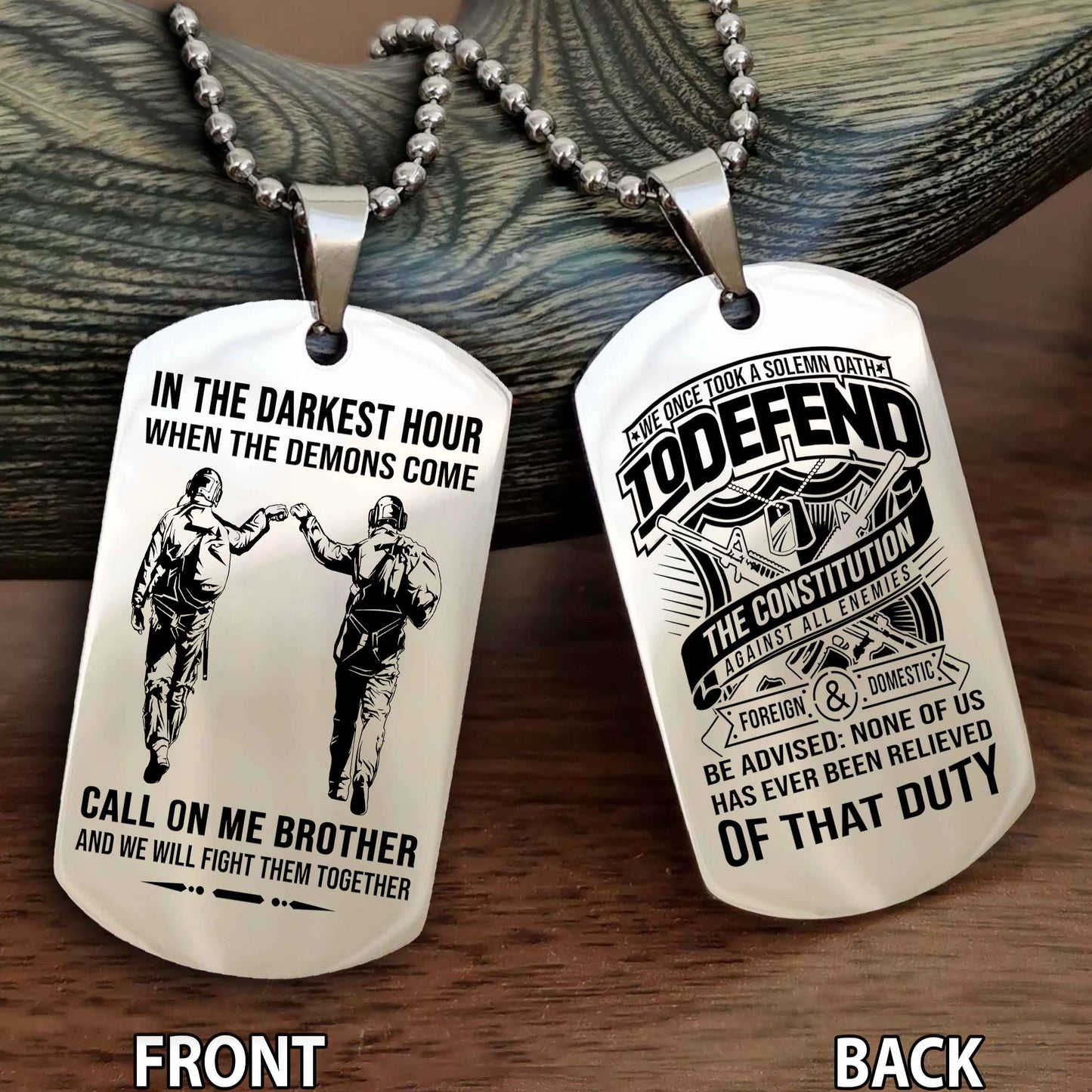 Soldier Personalized Double Sided Dog Tag For Brother
