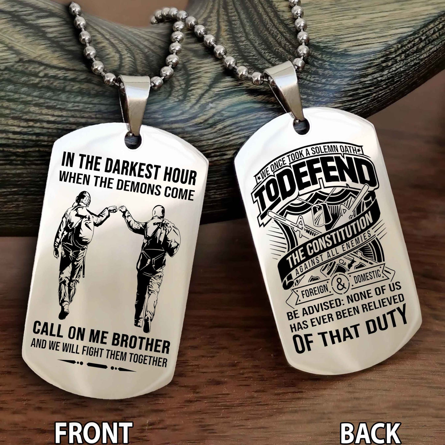 Soldier Personalized Double Sided Dog Tag For Brother