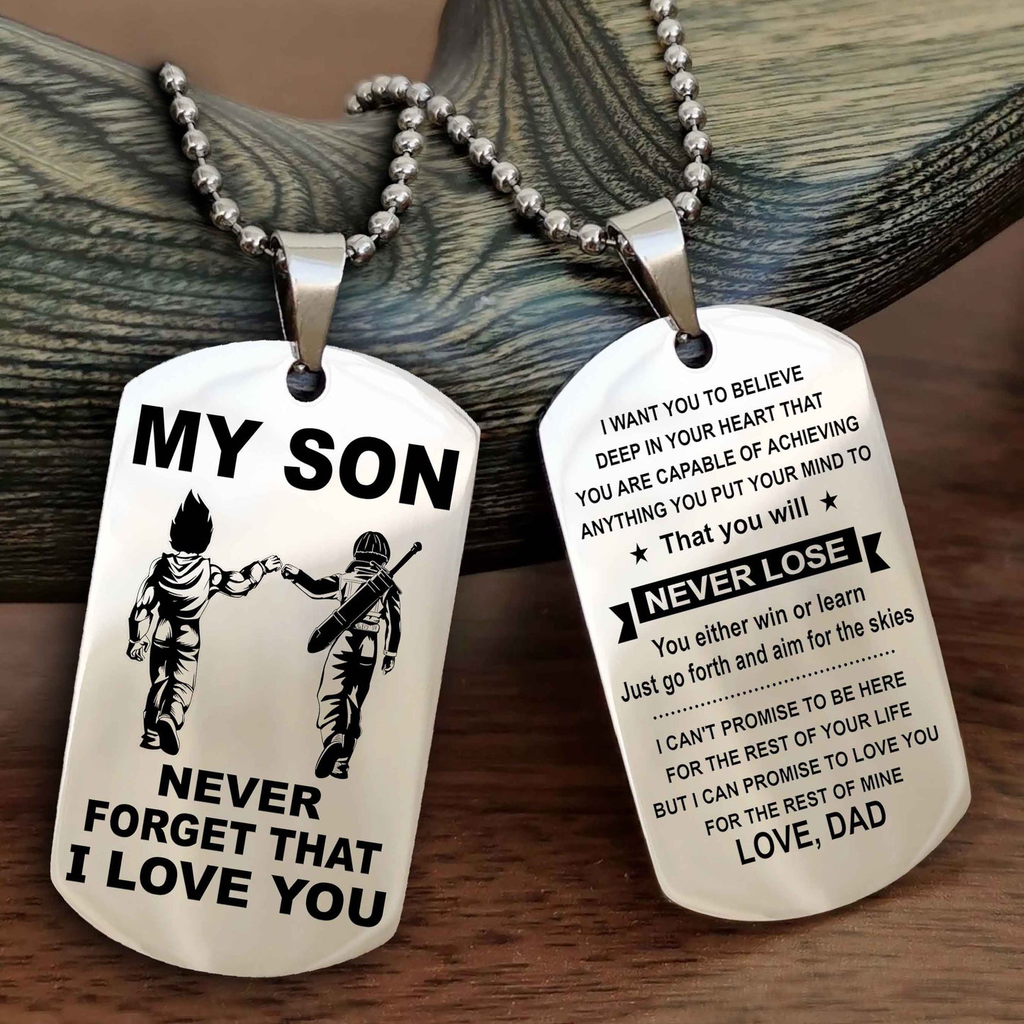 DRB Double Sided Dog Tag To My Son Never Forget That I Love You New Version - That You Will Never Lose You Either Win Or Learn