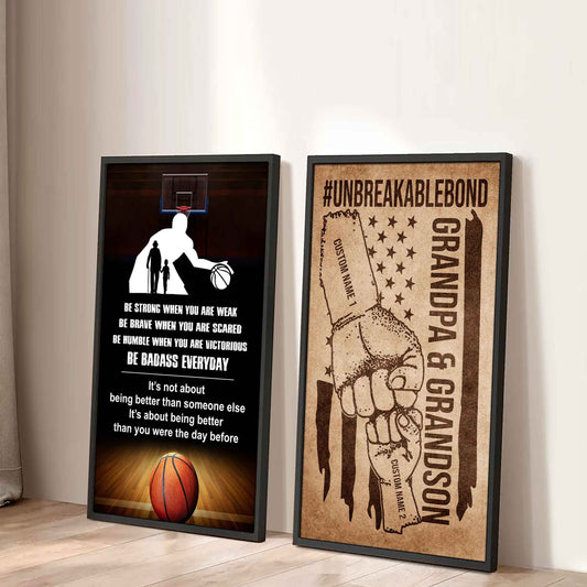 Unbreakable Bond Canvas Set From Grandpa To Grandson Be Badass Everyday It's About Being Better Than You Were The Day Before