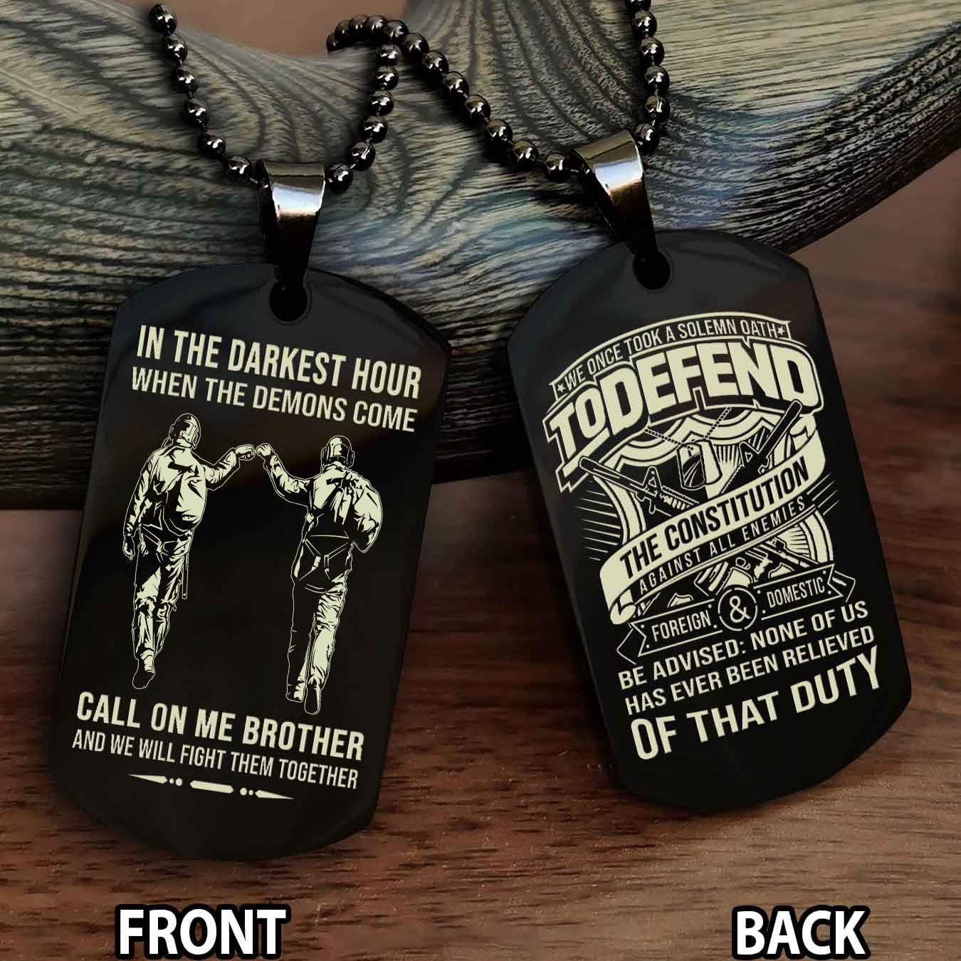 Soldier Personalized Double Sided Dog Tag For Brother