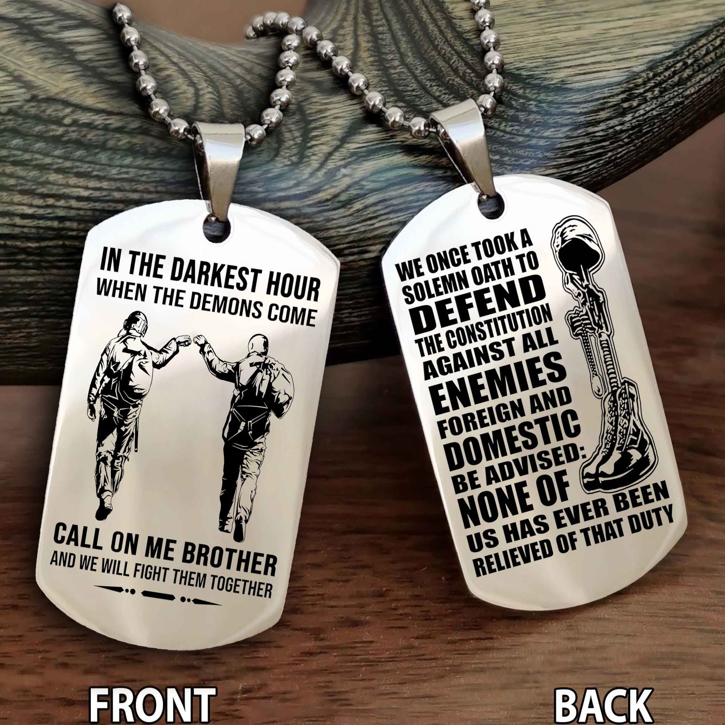 Soldier Personalized Double Sided Dog Tag For Brother