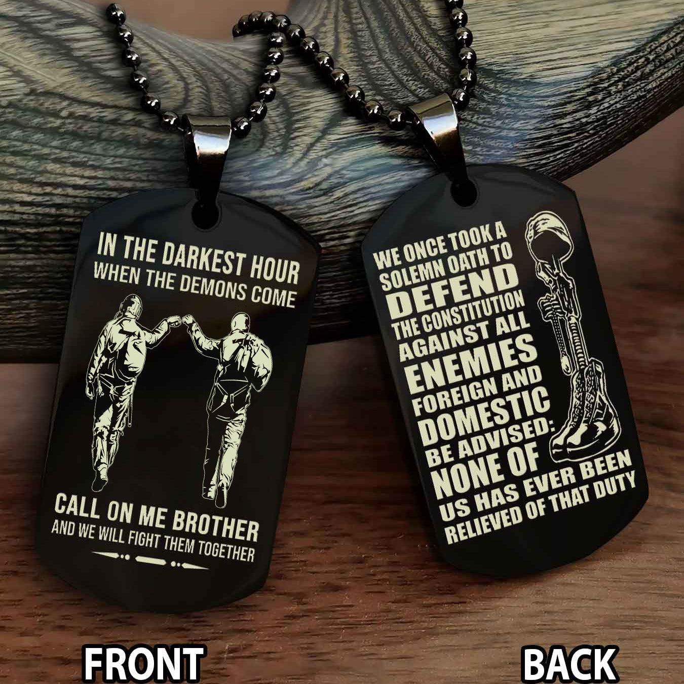 Soldier Personalized Double Sided Dog Tag For Brother