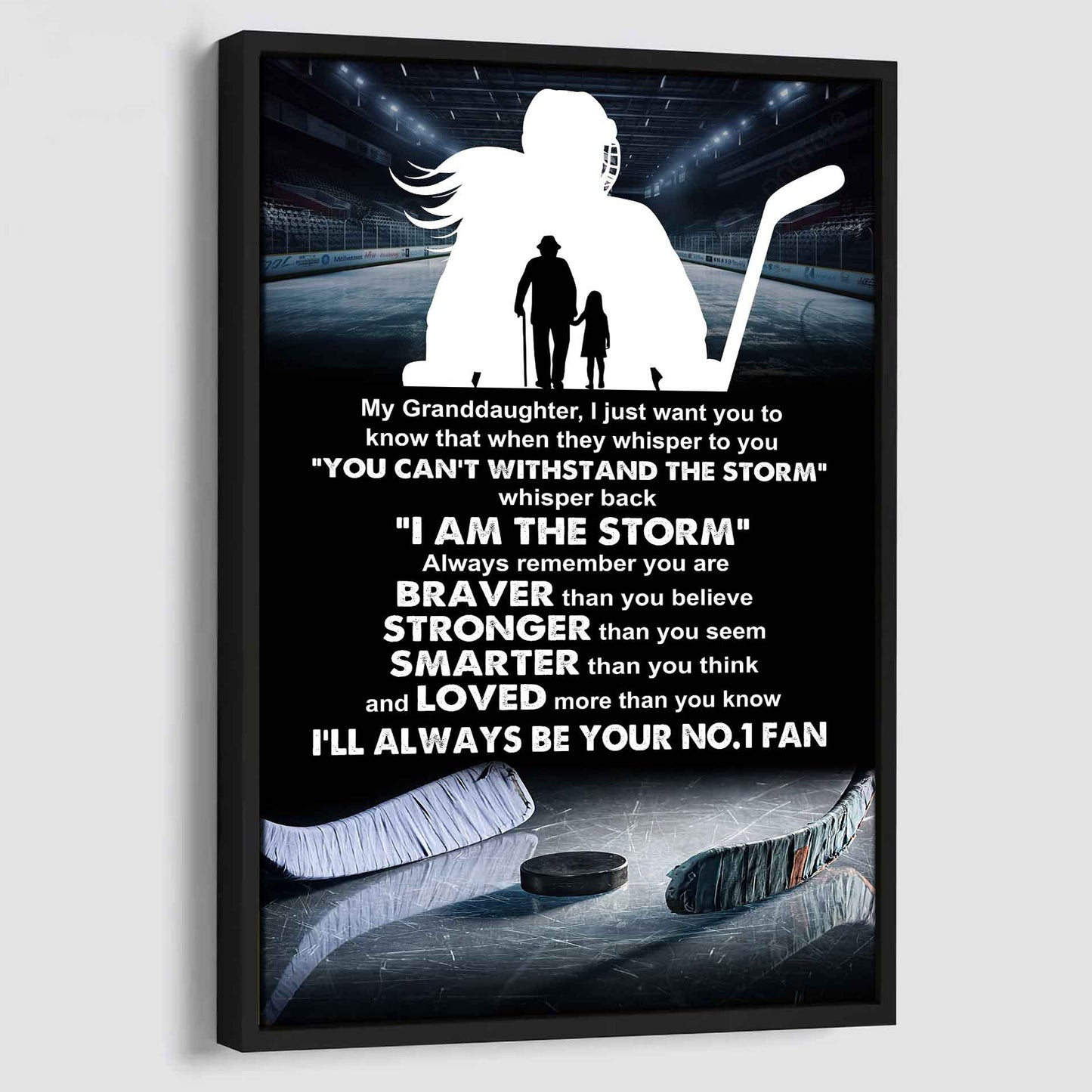 Baketball Poster Canvas Grandpa To Granddaughter - Whisper Back I Am The Storm I Will Always Your No 1 Fan