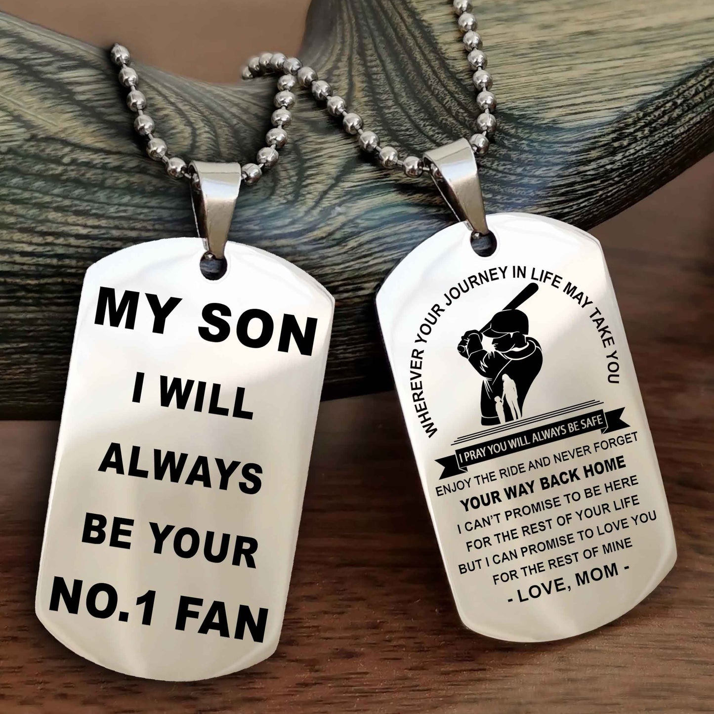 Sport Double Sided Dog Tag To My Son I Will Always Be Your No 1 Fan - Never Forget Your Way Back Home