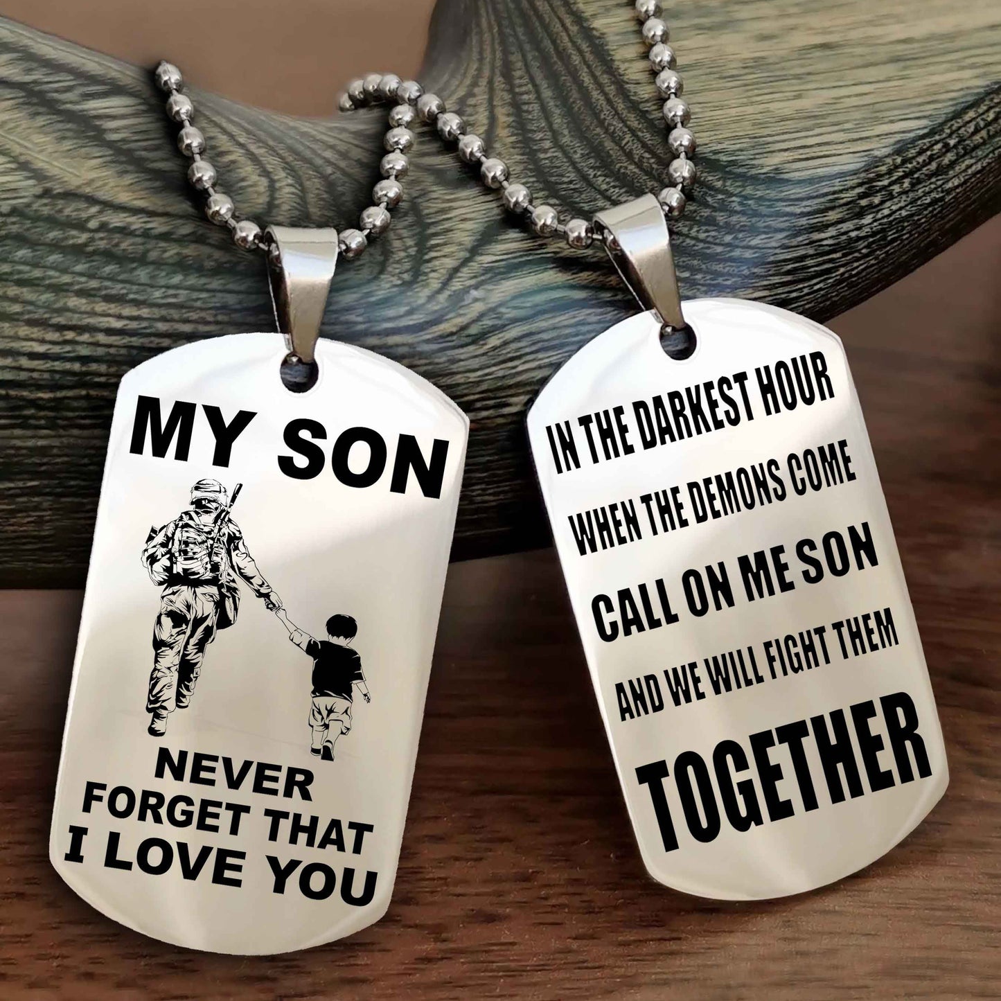 DRB Double Sided Dog Tag To My Son Never Forget That I Love You New Version - Call On Me Son And We Will Fight Them Together