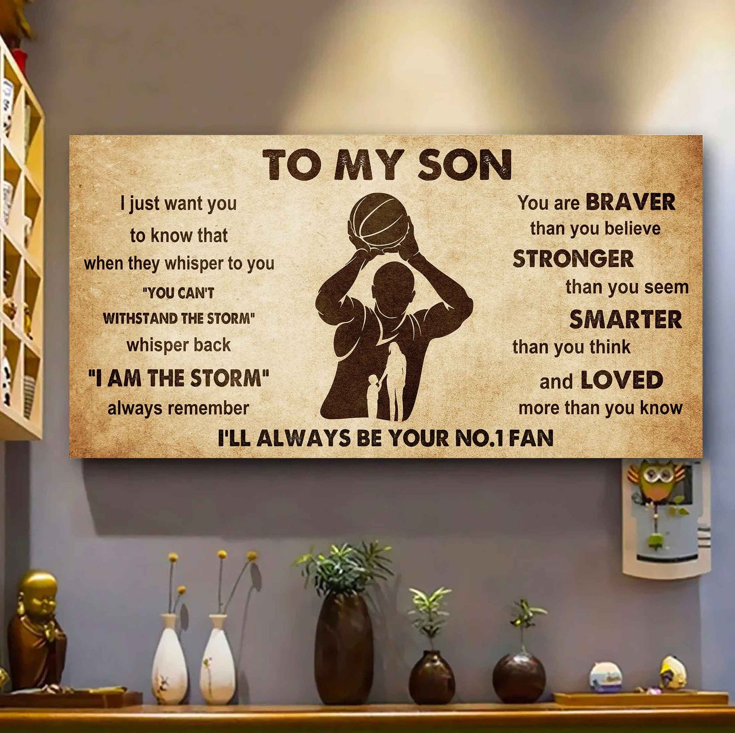Personalized Sport Poster Canvas I'll Be Your No 1 Fan Mom To Son - Whisper Back I'm The Storm