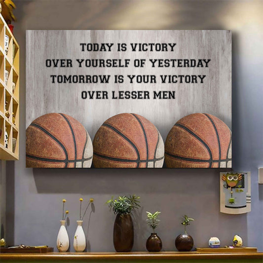 Basketball Poster Canvas Today Is Victory Over Your Self Best Gift With Motivation Quotes