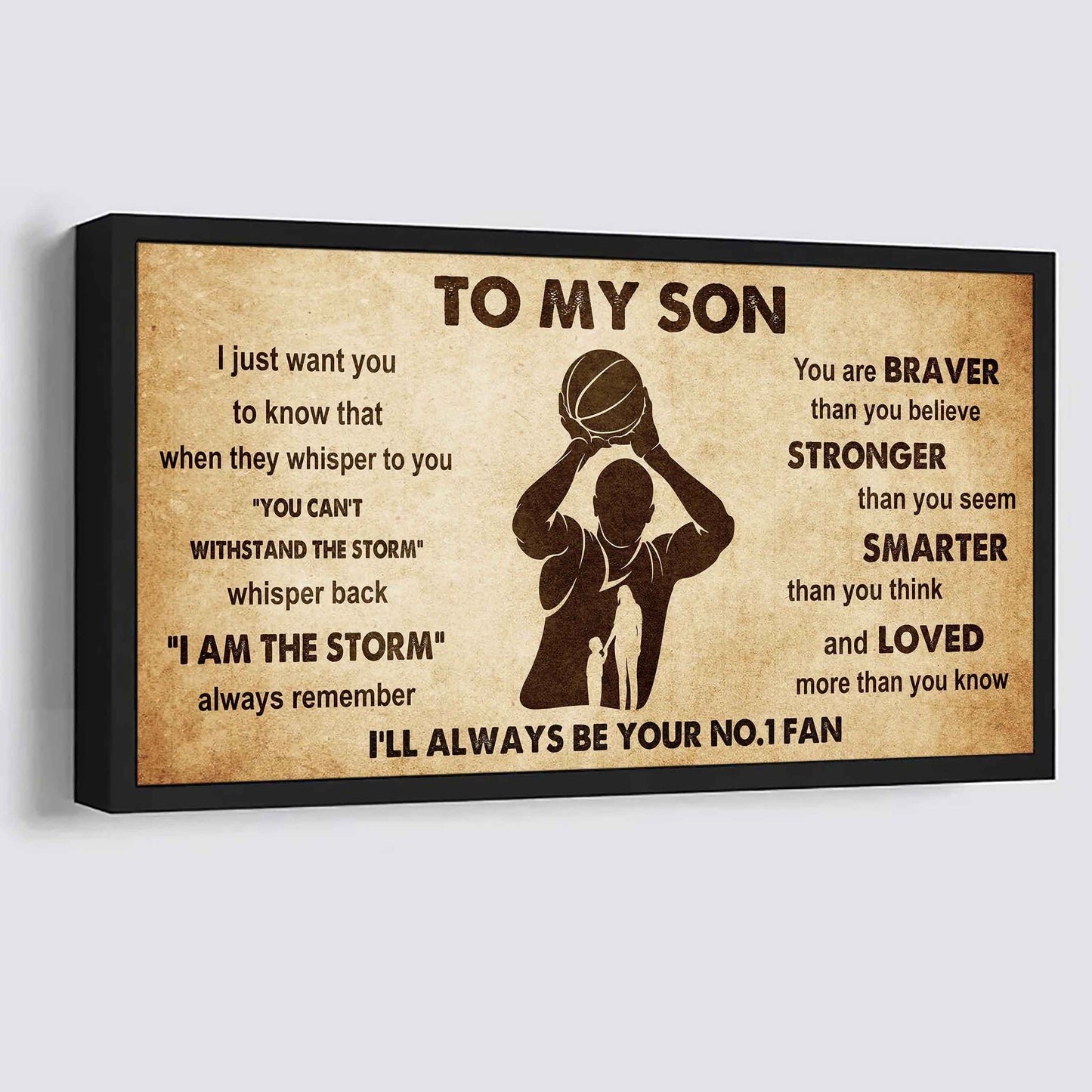 Personalized Sport Poster Canvas I'll Be Your No 1 Fan Mom To Son - Whisper Back I'm The Storm