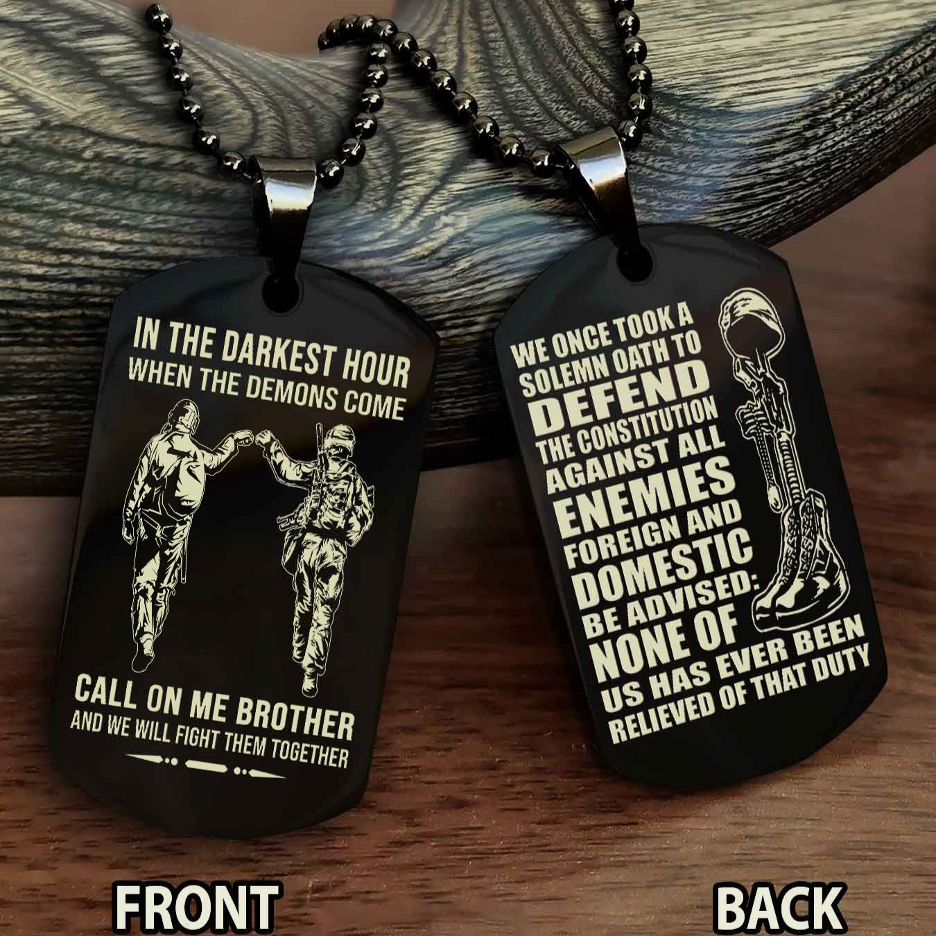 Soldier Personalized Double Sided Dog Tag For Brother