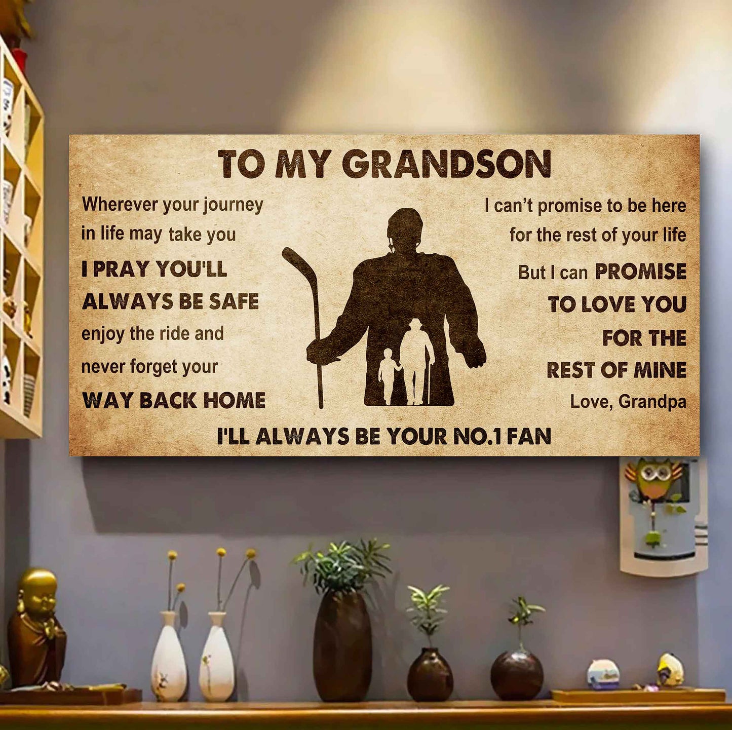 Personalized Sport  Baseball Poster Canvas I'll Be Your No 1 Fan Grandpa To Grandson - Never Forget Your Way Back Home