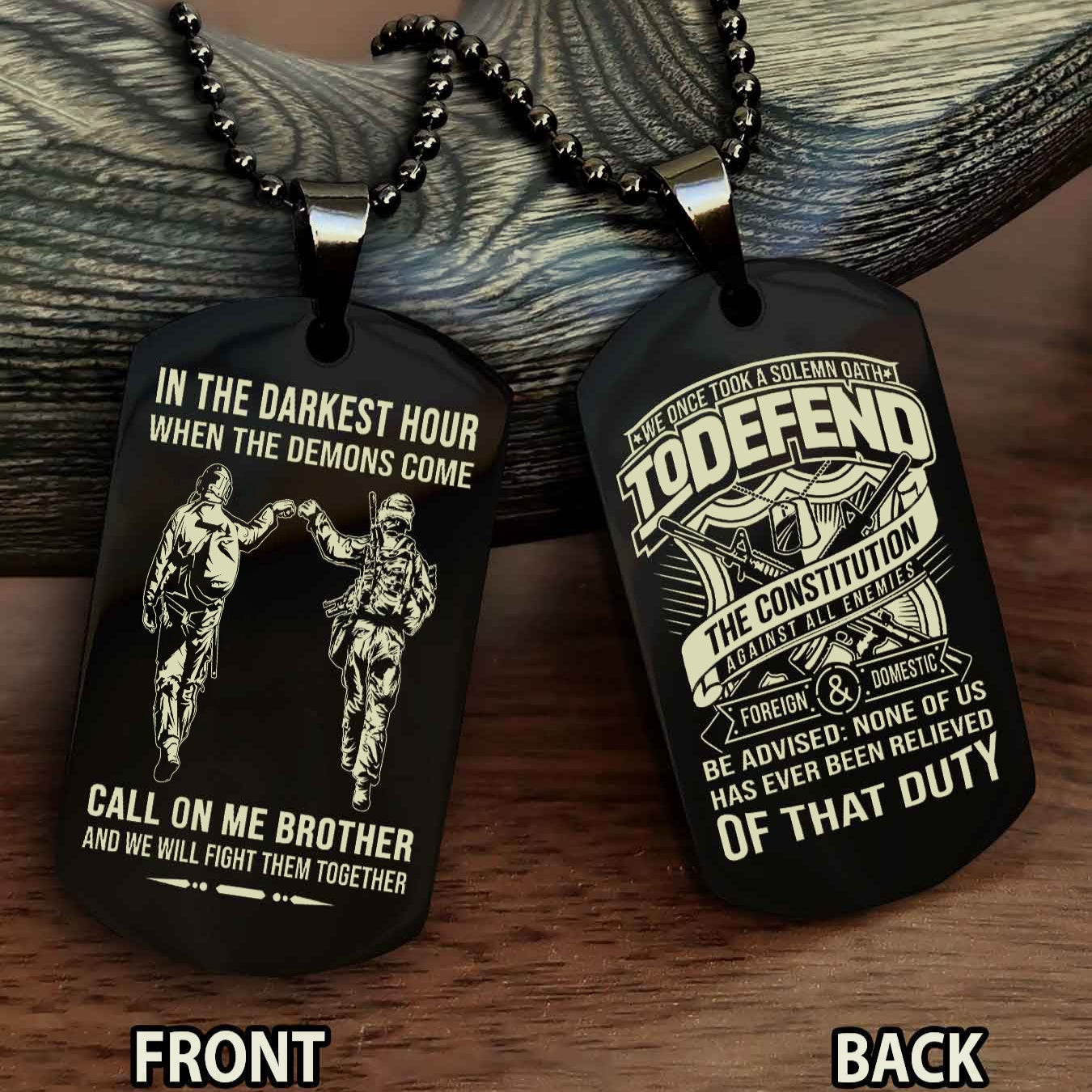 Soldier Personalized Double Sided Dog Tag For Brother