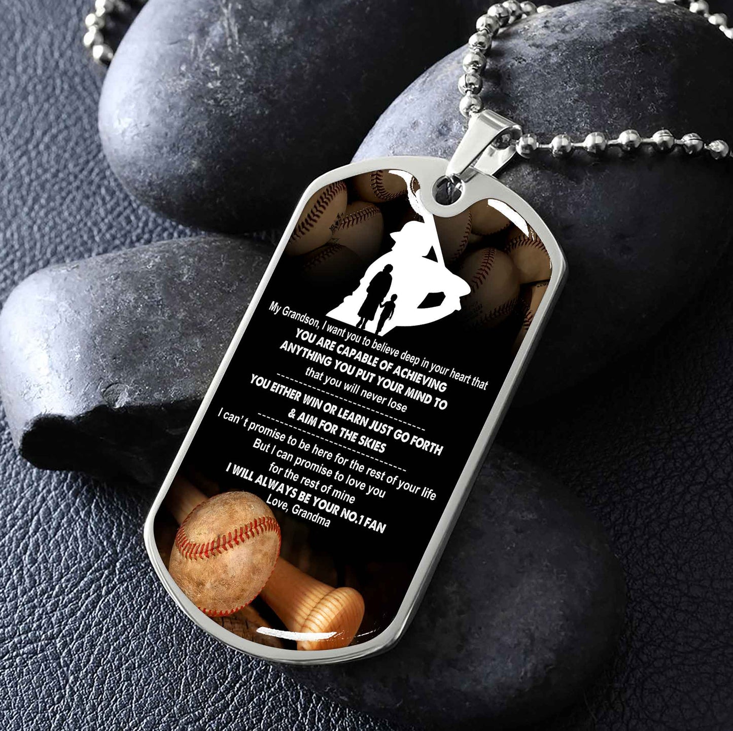 Sport Military Chain 18K Gold Plated Silver Plated To My Grandson From Grandma Motivation Message I Will Always Be Your No 1 Fan