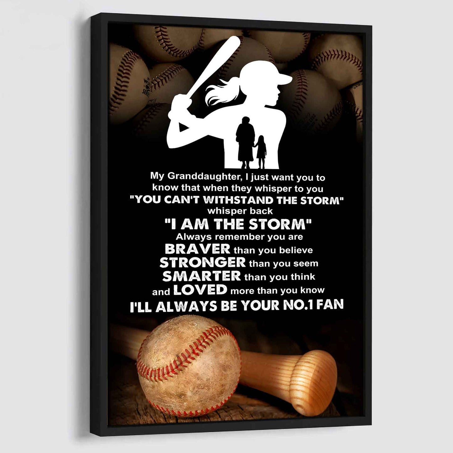 Baketball Poster Canvas Grandma To Granddaughter - Whisper Back I Am The Storm I Will Always Your No 1 Fan