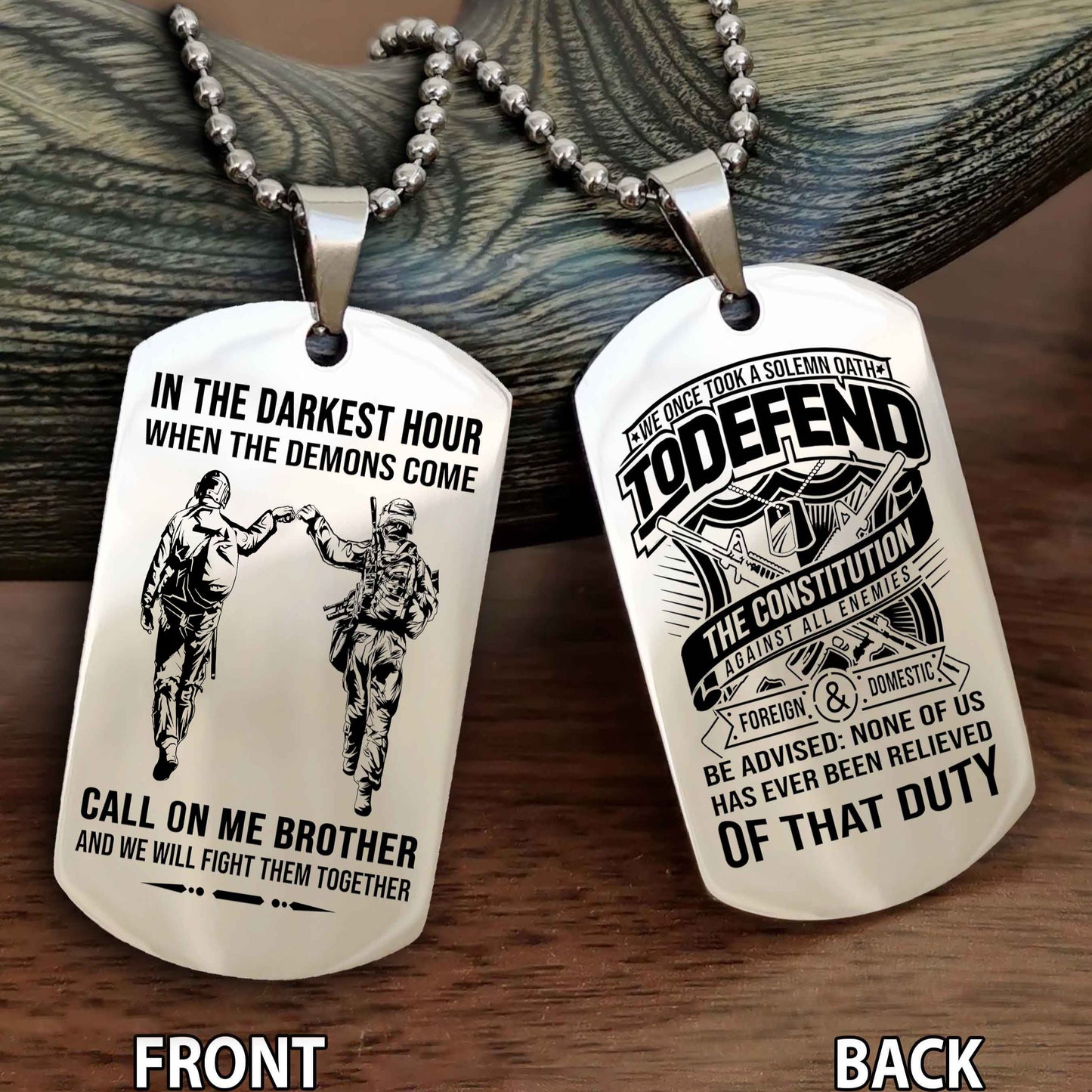 Soldier Personalized Double Sided Dog Tag For Brother