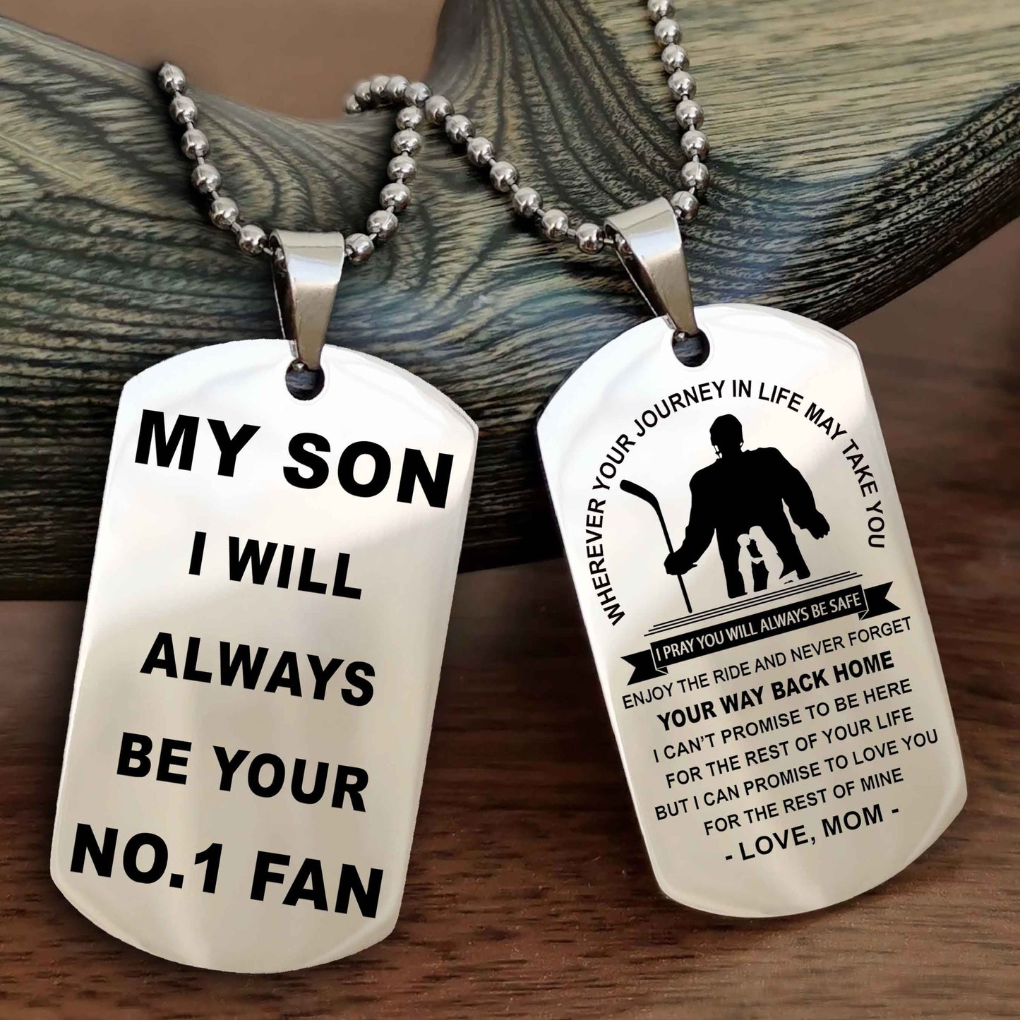 Sport Double Sided Dog Tag To My Son I Will Always Be Your No 1 Fan - Never Forget Your Way Back Home