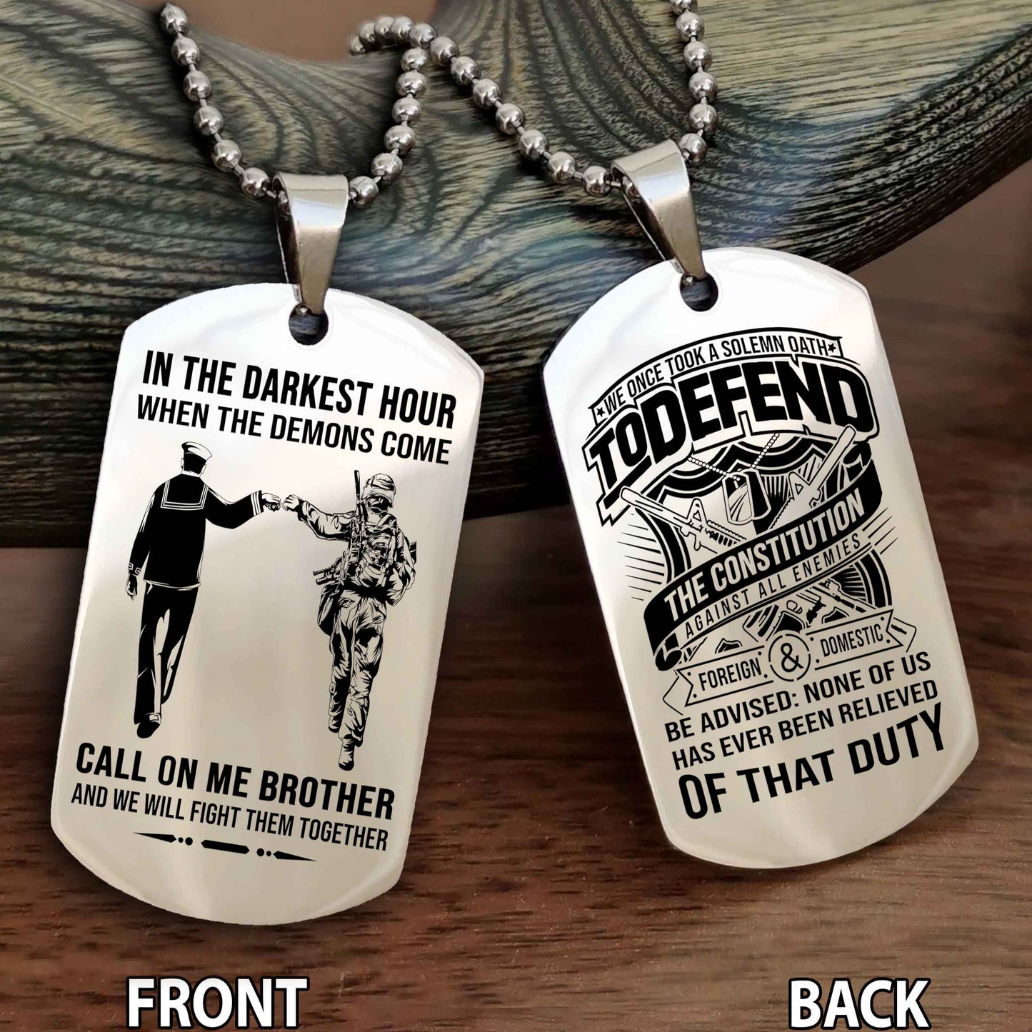 Soldier Personalized Double Sided Dog Tag For Brother