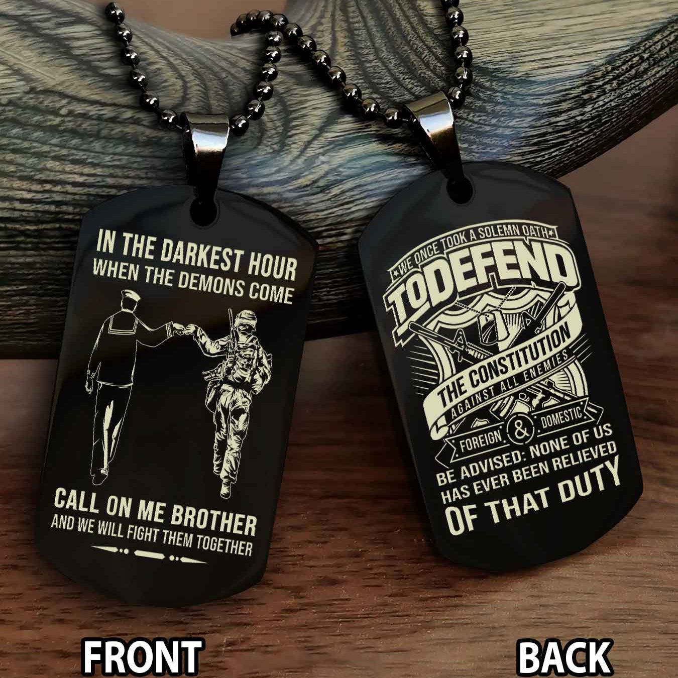 Soldier Personalized Double Sided Dog Tag For Brother